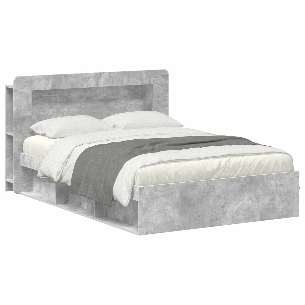 Sengestel med opbevaring Betongrå 140 x 190 cm Konstrueret træ