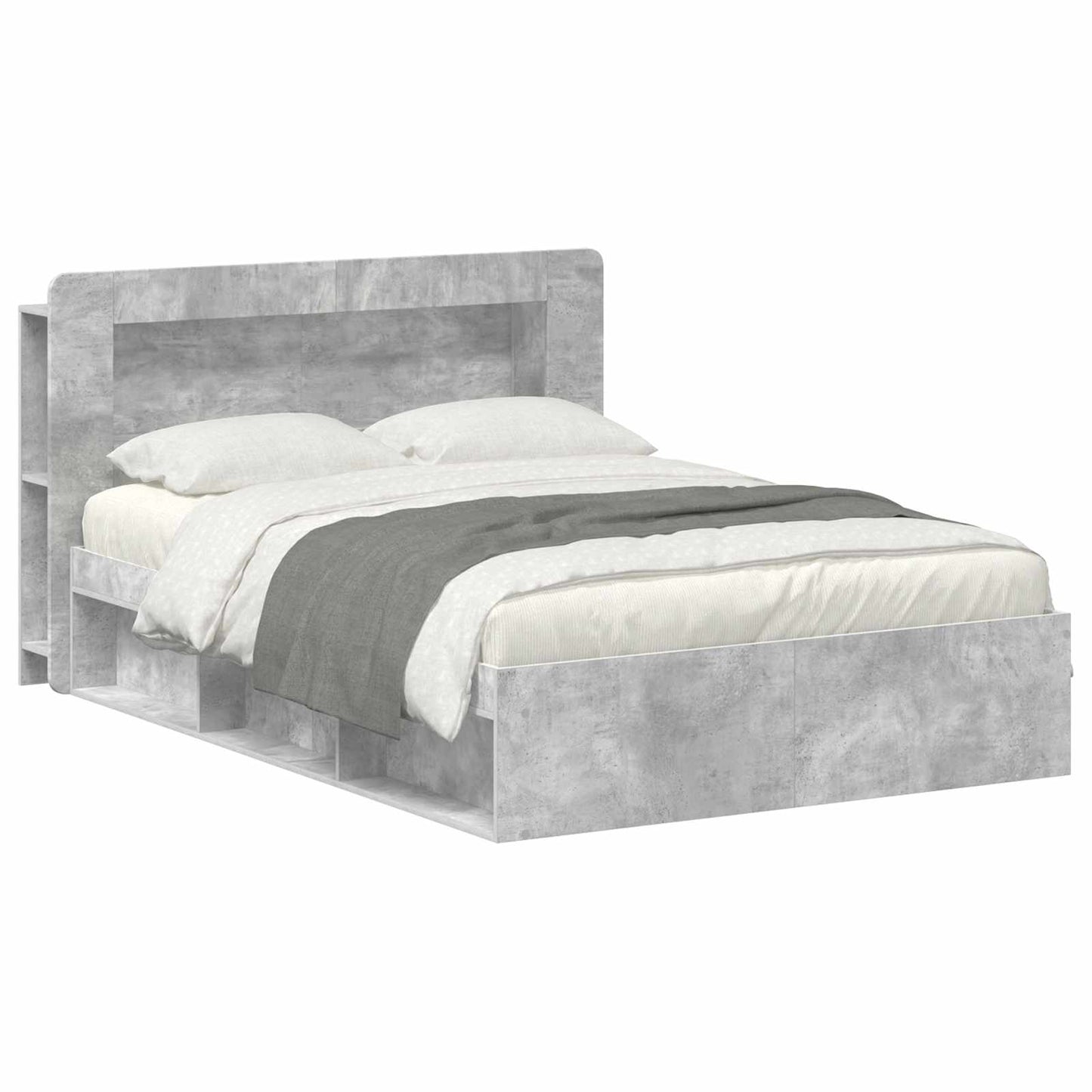 Sengestel med opbevaring Betongrå 140 x 200 cm Konstrueret træ