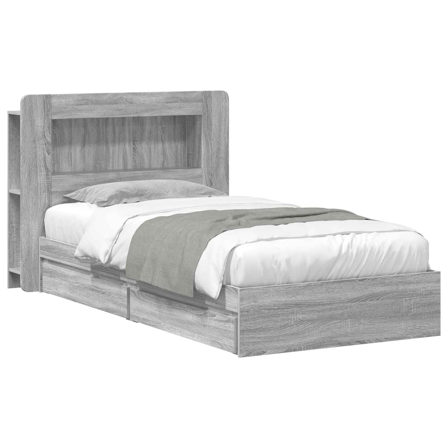 Sengestel med opbevaring Grå Sonoma 75 x 190 cm Konstrueret træ