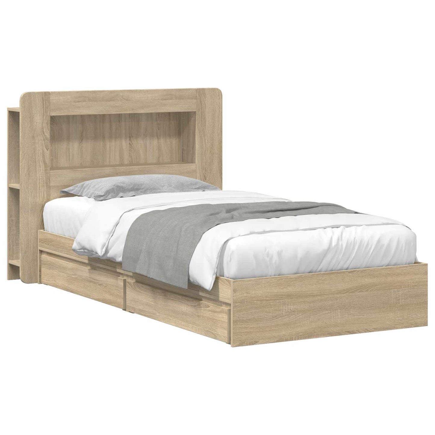 Sengestel med opbevaring Sonoma-eg 75 x 190 cm Konstrueret træ