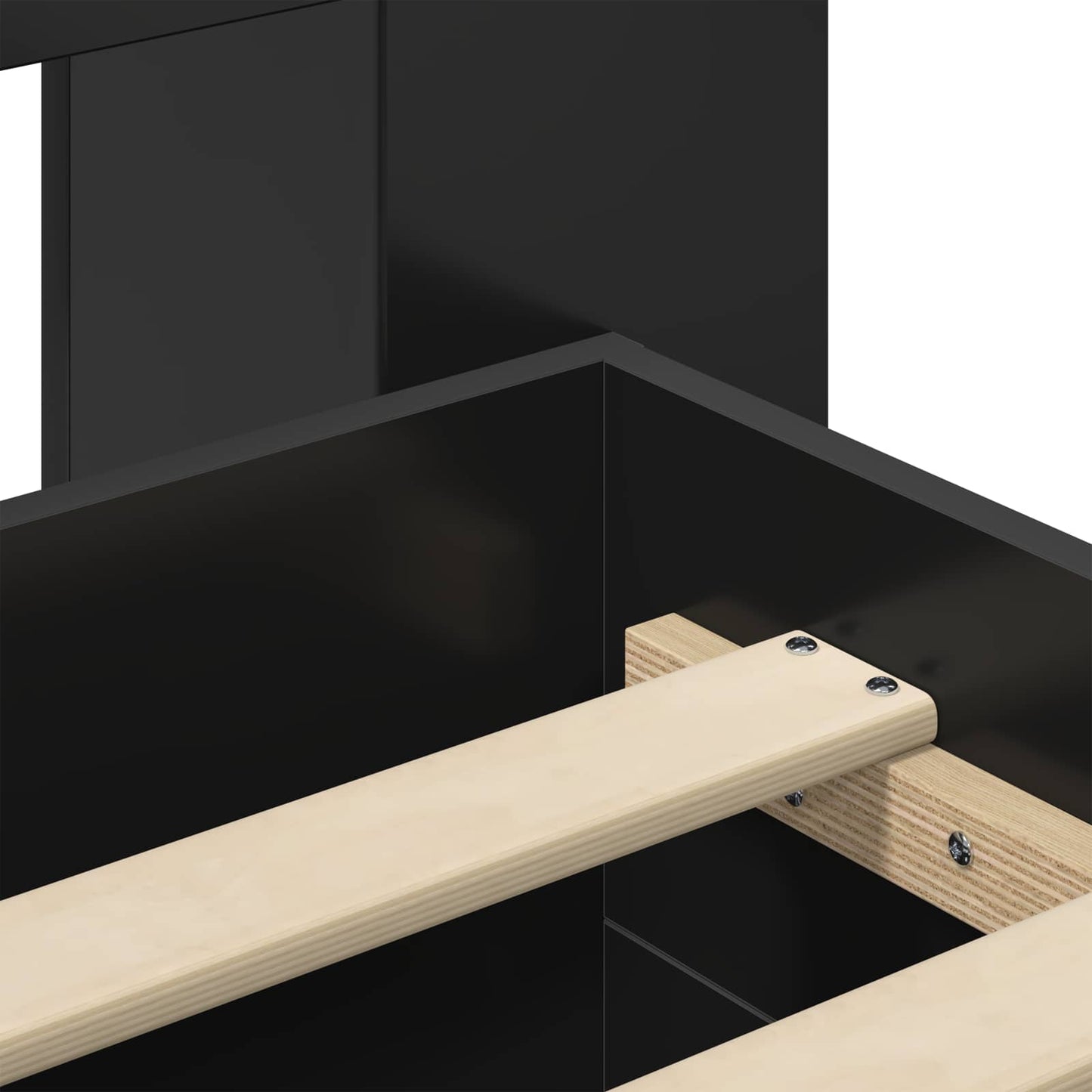 Sengestel med opbevaring Sort 90 x 190 cm Konstrueret træ