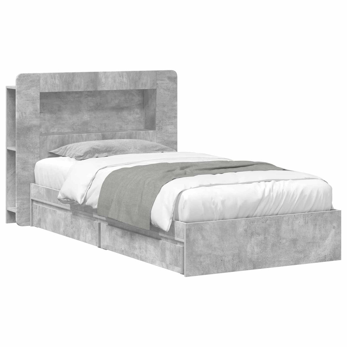 Sengestel med opbevaring Betongrå 90 x 190 cm Konstrueret træ