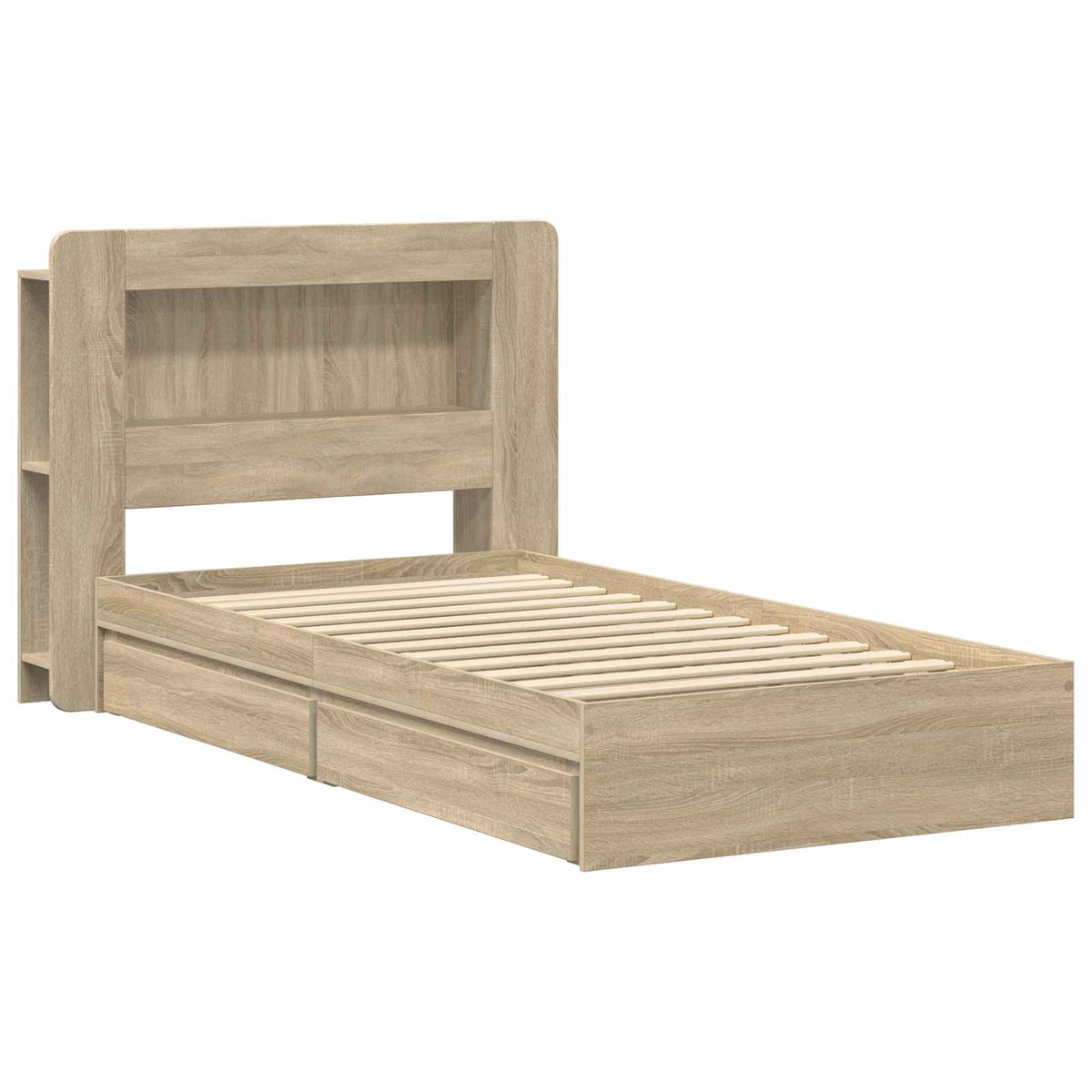 Sengestel med opbevaring Sonoma-eg 90 x 190 cm Konstrueret træ