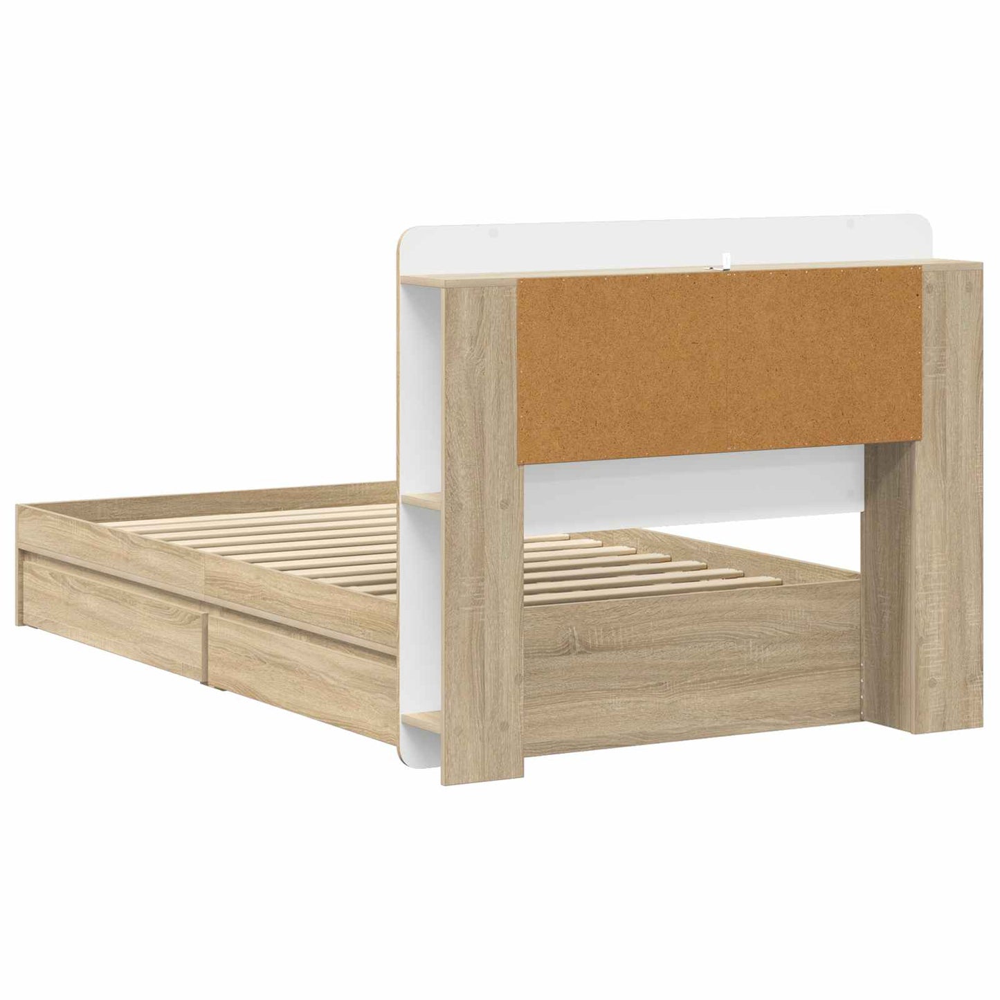 Sengestel med opbevaring Sonoma-eg 90 x 190 cm Konstrueret træ