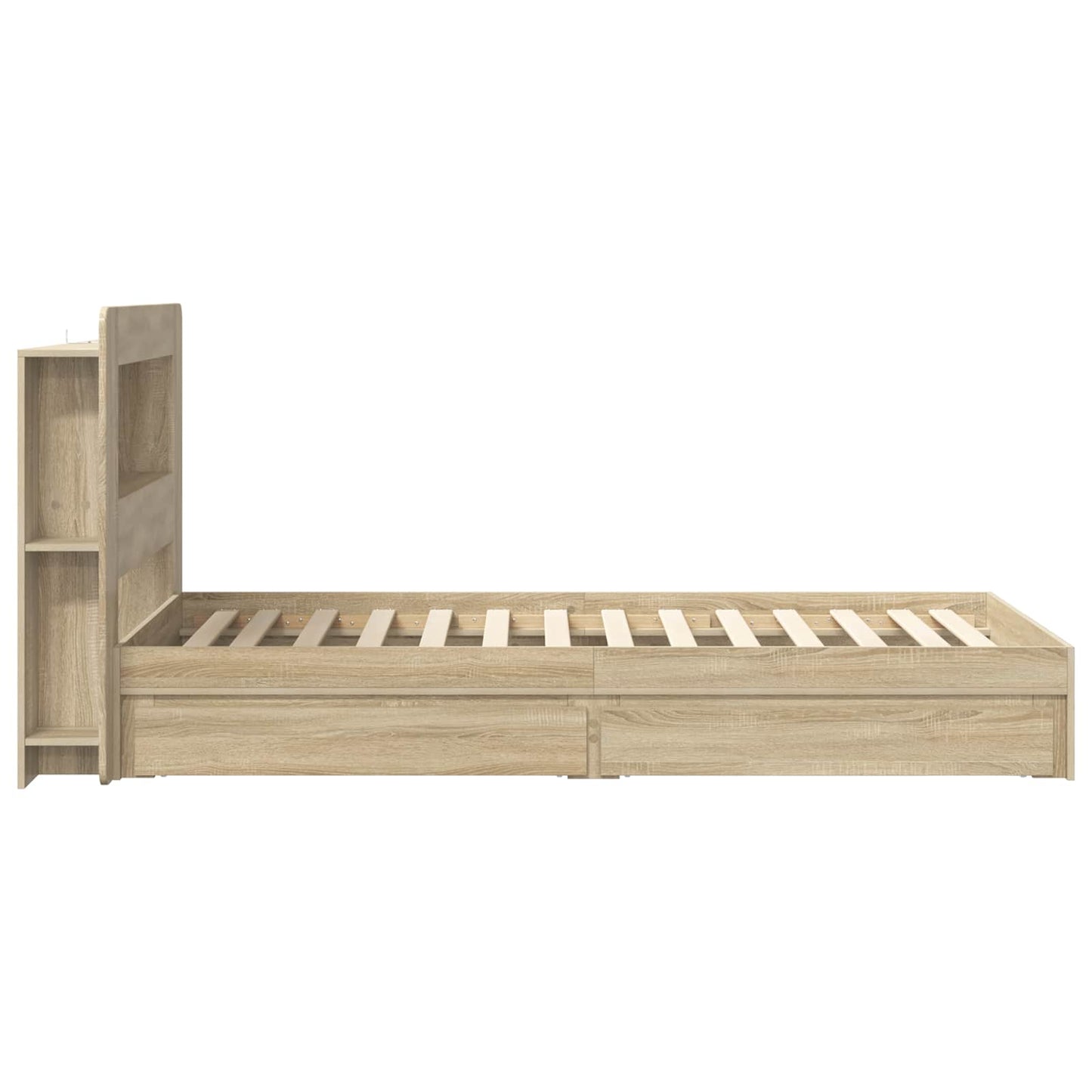 Sengestel med opbevaring Sonoma-eg 90 x 190 cm Konstrueret træ