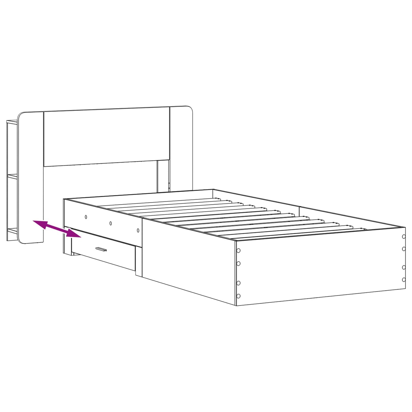 Sengestel med opbevaring Artisan-eg 90 x 190 cm Konstrueret træ