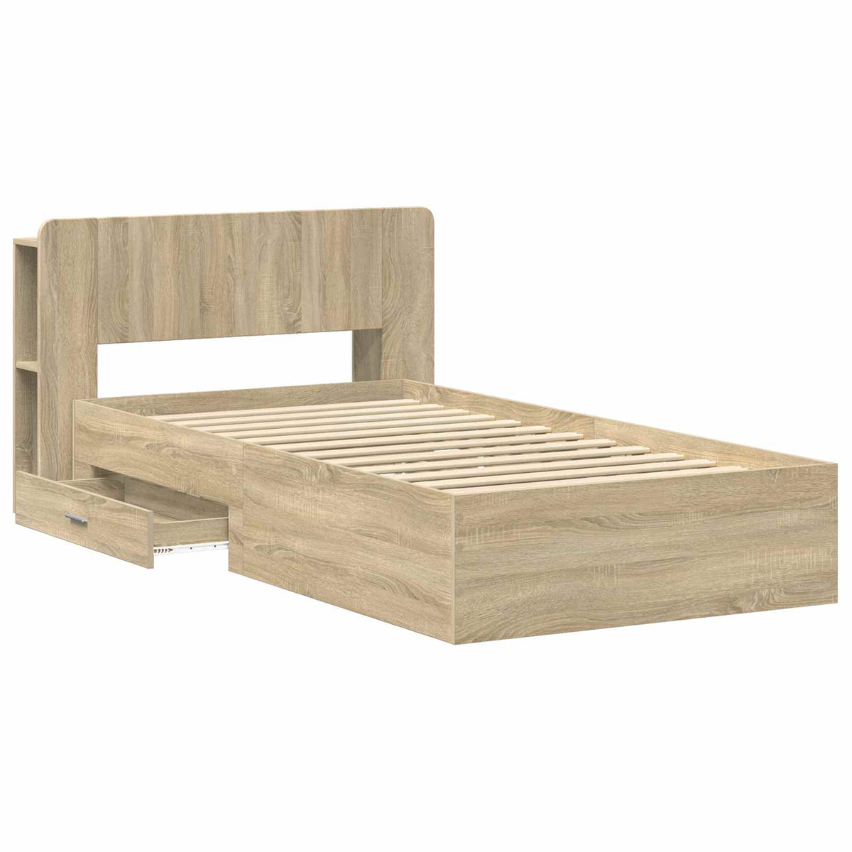 Sengestel med opbevaring Sonoma-eg 90 x 190 cm Konstrueret træ