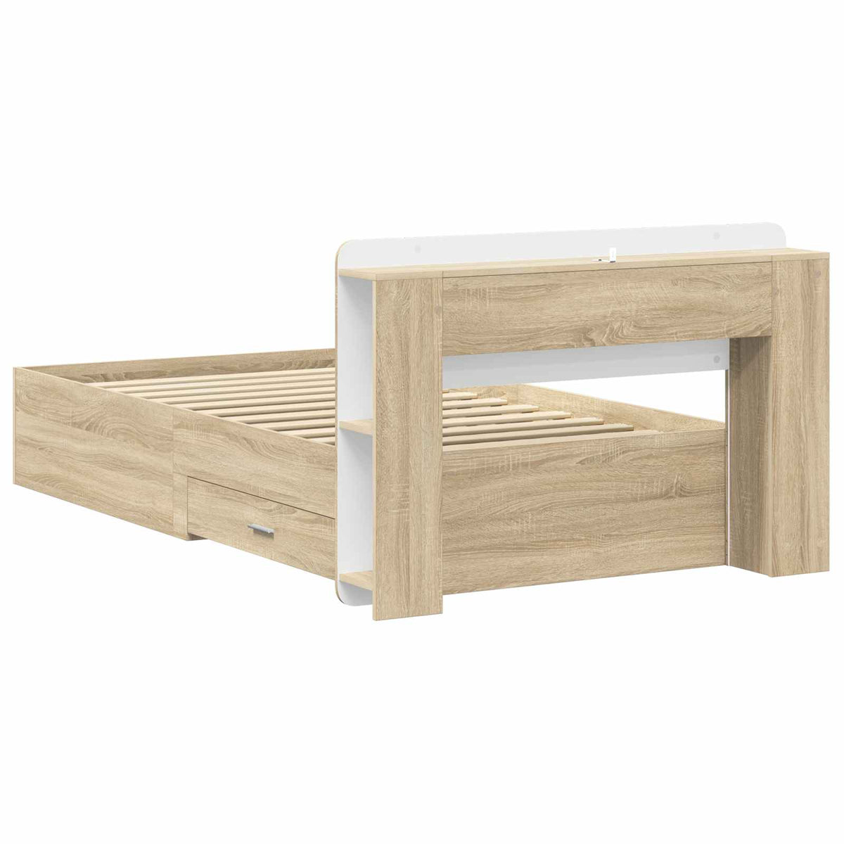 Sengestel med opbevaring Sonoma-eg 90 x 190 cm Konstrueret træ
