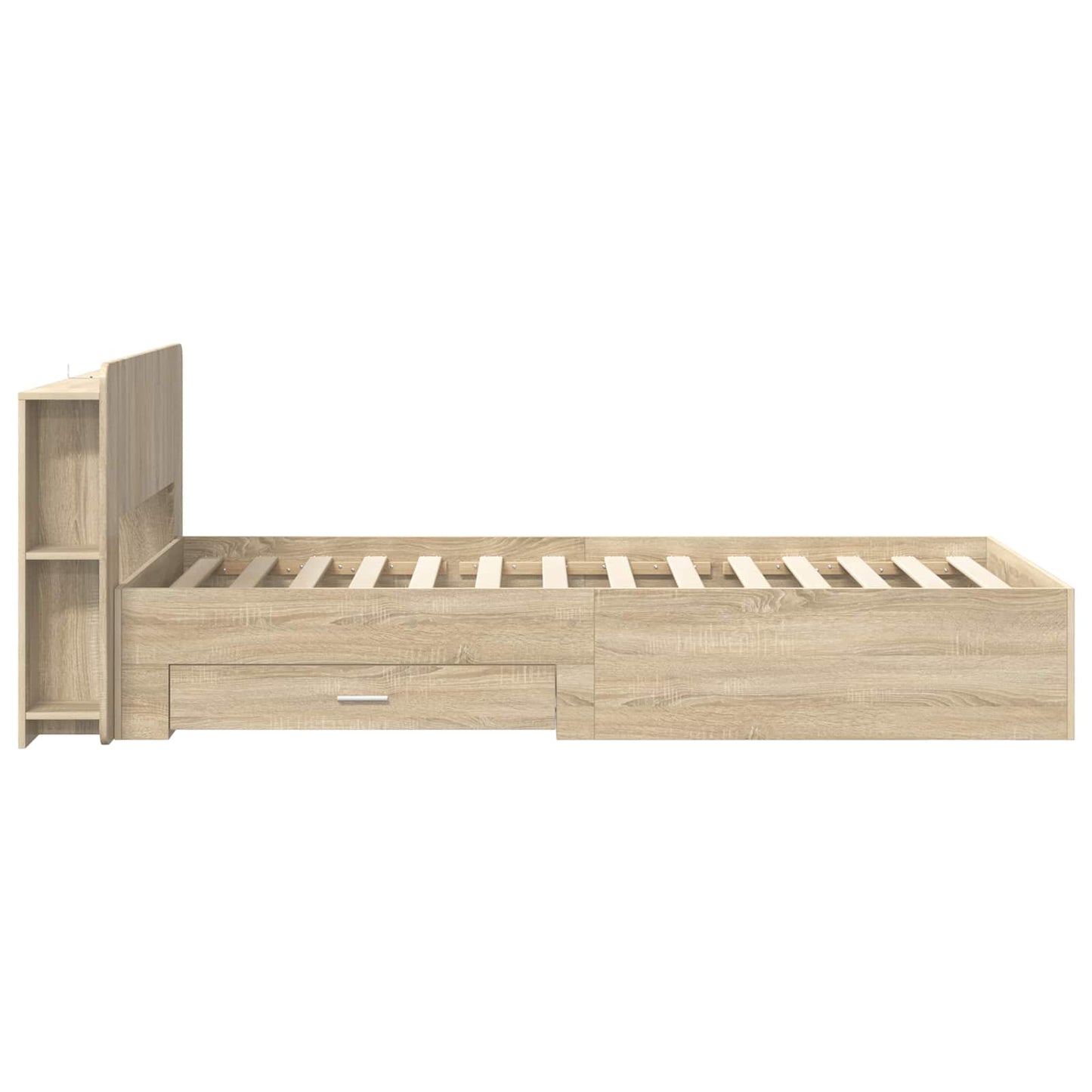 Sengestel med opbevaring Sonoma-eg 90 x 190 cm Konstrueret træ