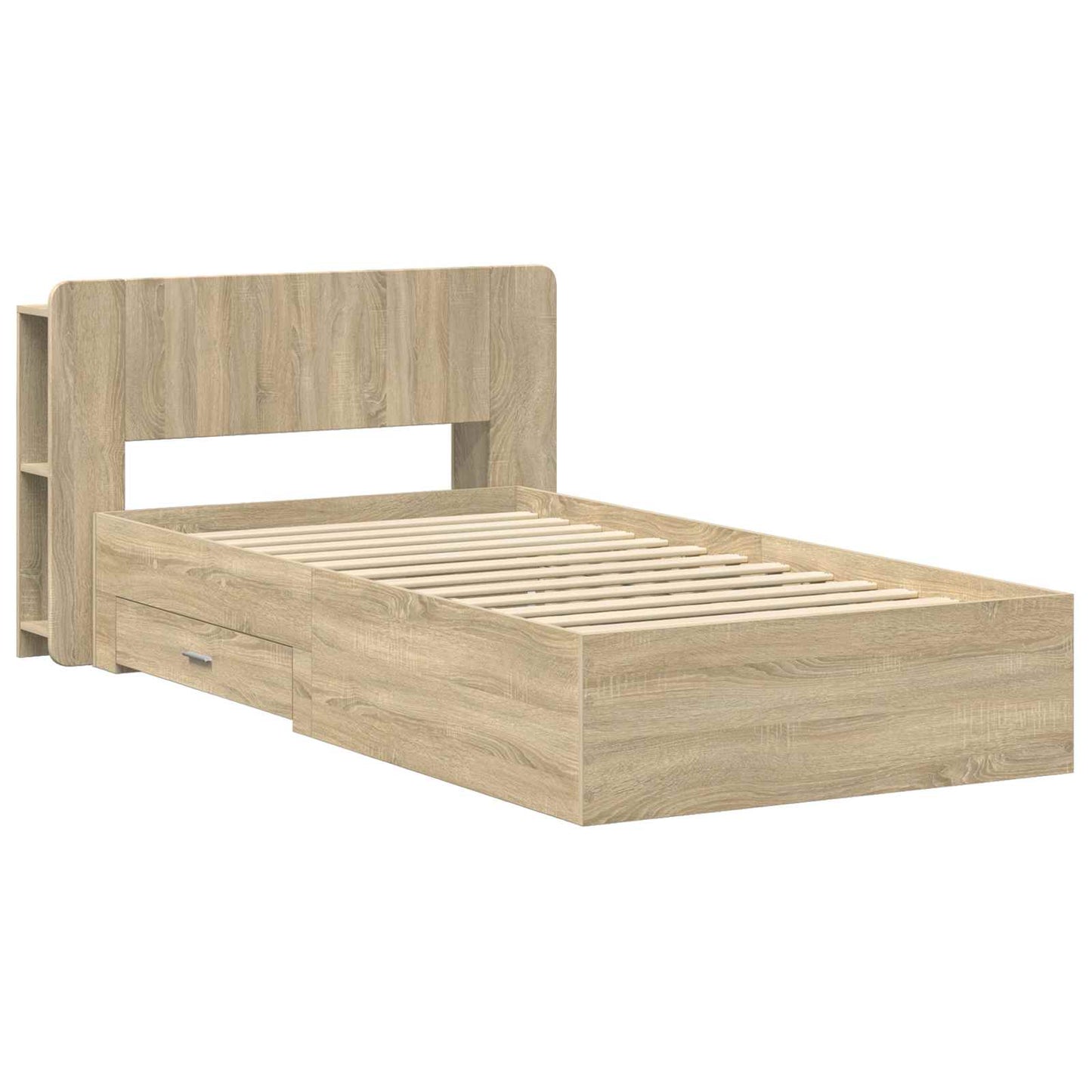 Sengestel med opbevaring Sonoma-eg 100 x 200 cm Konstrueret træ