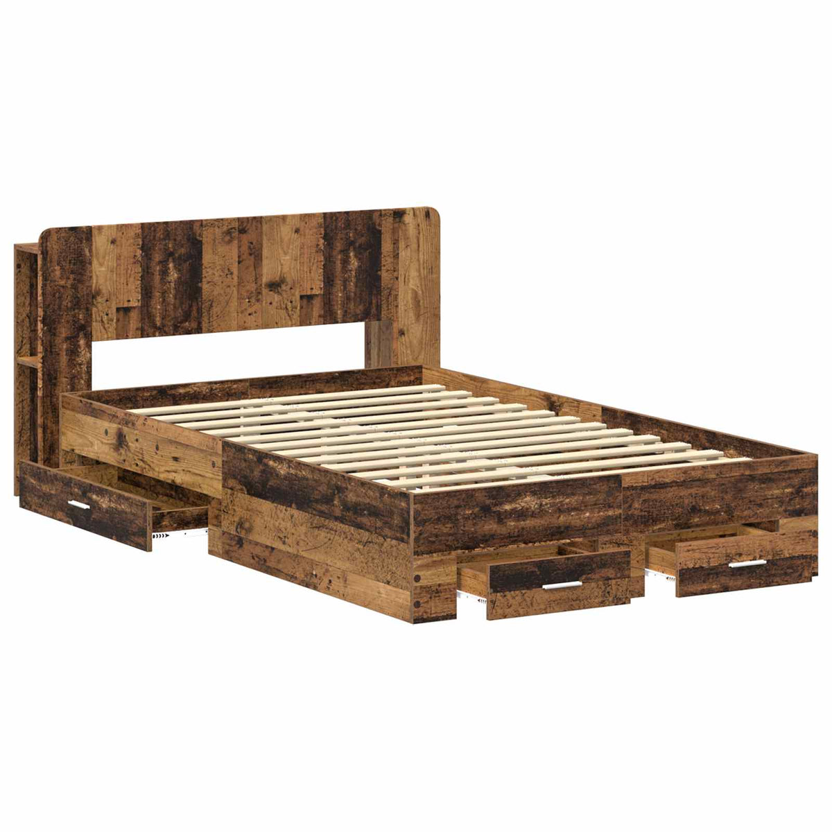 Sengestel med opbevaring Gammelt træ 120 x 190 cm