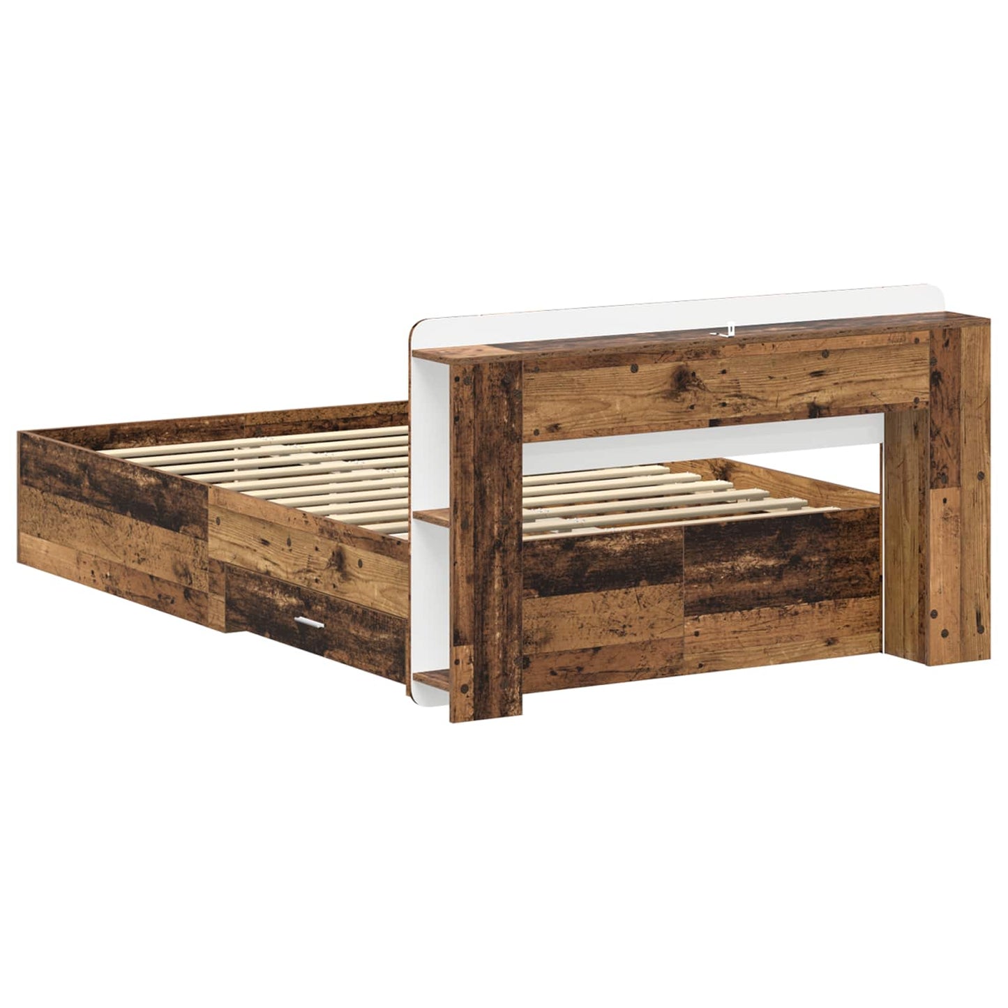 Sengestel med opbevaring Gammelt træ 120 x 190 cm