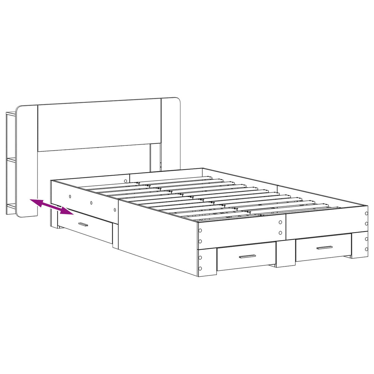Sengestel med opbevaring Gammelt træ 120 x 190 cm