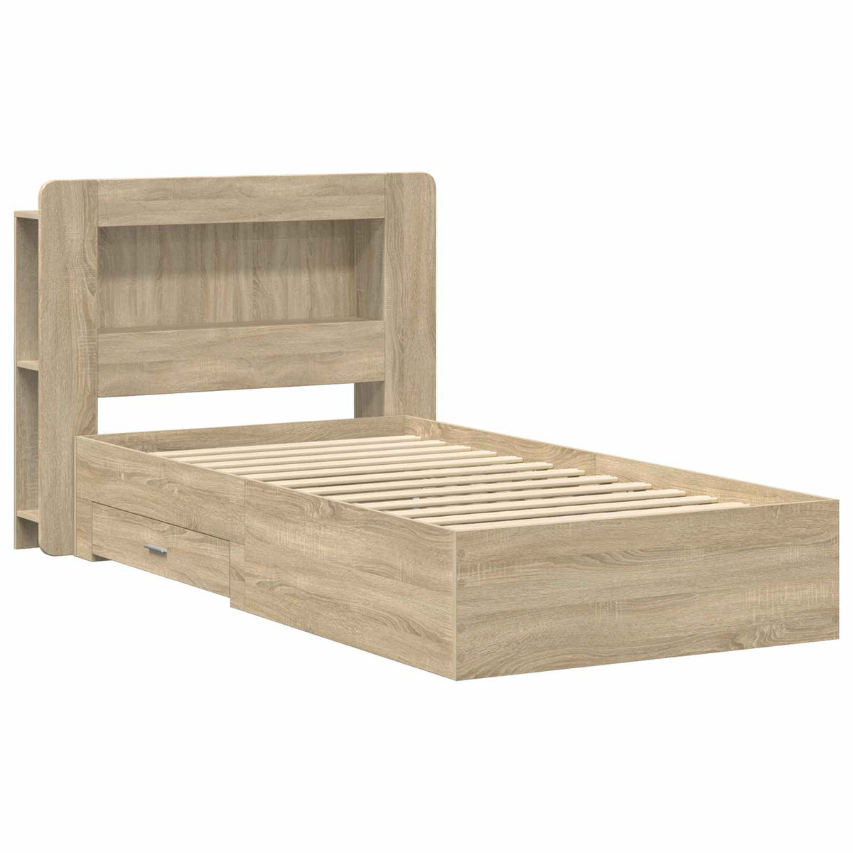 Sengestel med opbevaring Sonoma-eg 100 x 200 cm Konstrueret træ