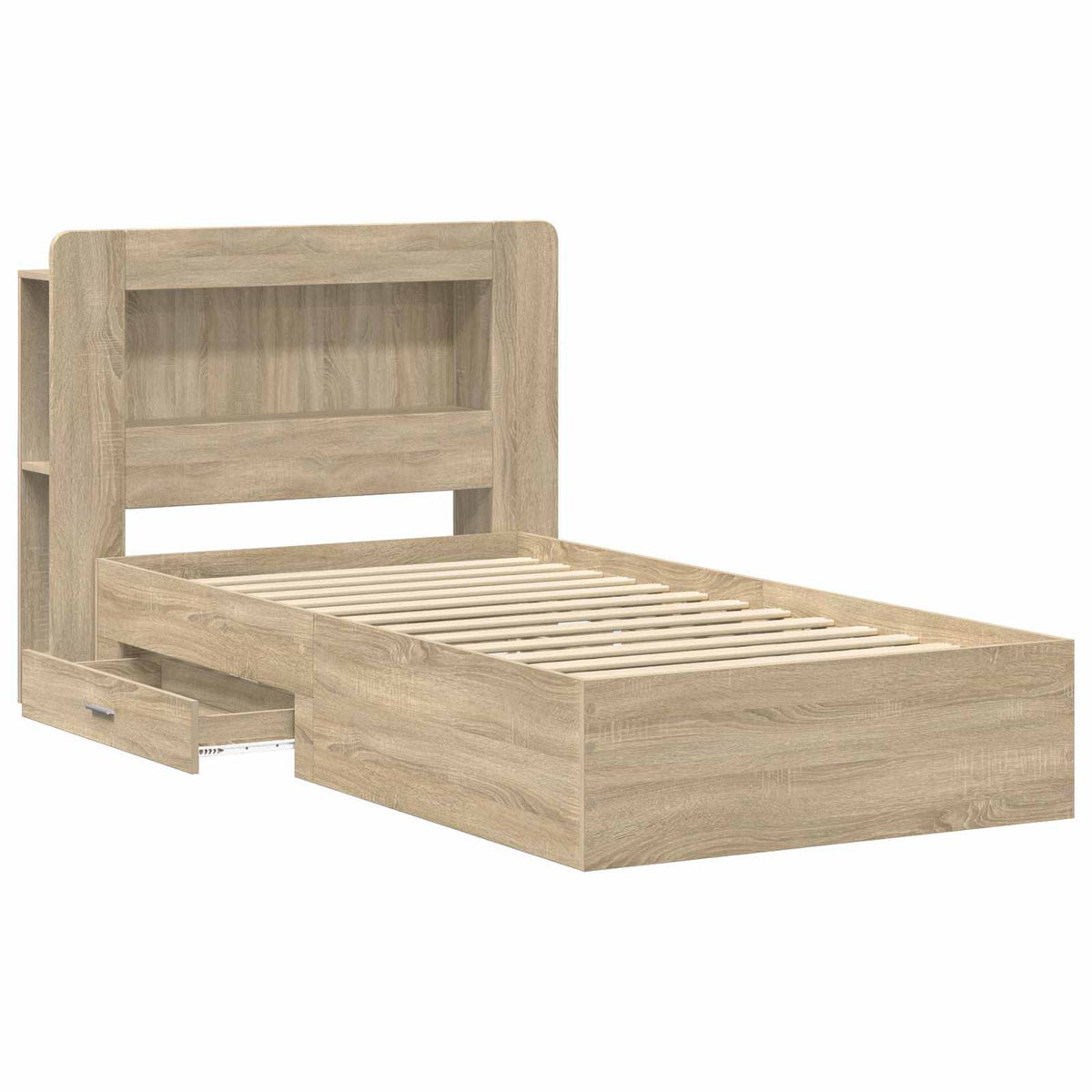 Sengestel med opbevaring Sonoma-eg 100 x 200 cm Konstrueret træ