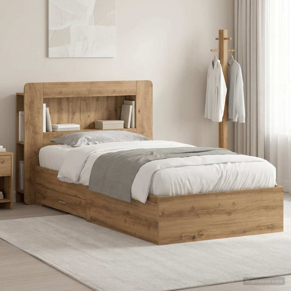 Sengestel med opbevaring Artisan-eg 90 x 200 cm Konstrueret træ