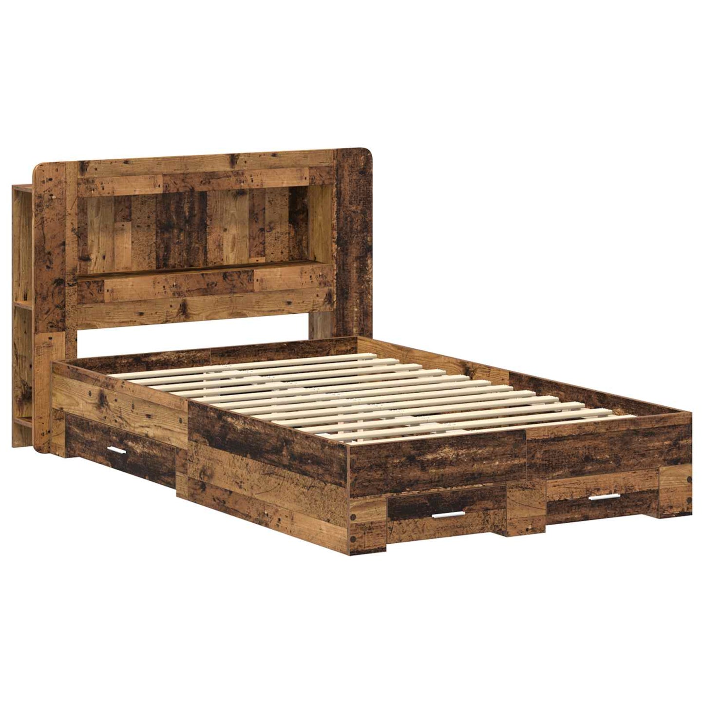 Sengestel med opbevaring Gammelt træ 120 x 190 cm