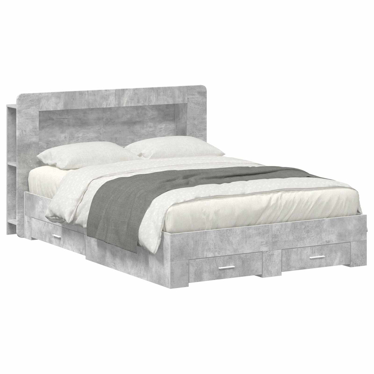 Sengestel med opbevaring Betongrå 150 x 200 cm Konstrueret træ