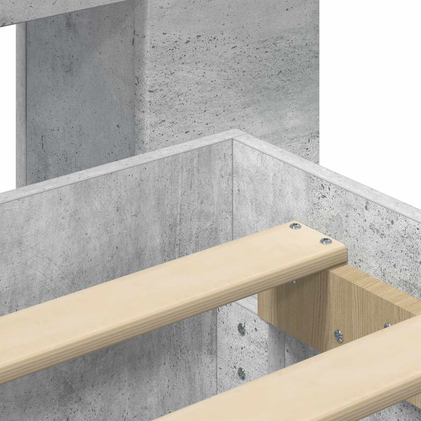 Sengestel med opbevaring og hovedgærde Betongrå 75 x 190 cm