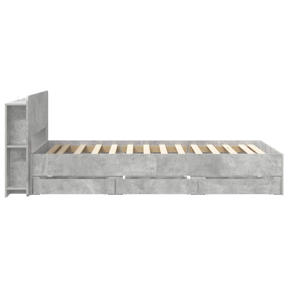 Sengestel med opbevaring og hovedgærde Betongrå 90 x 190 cm