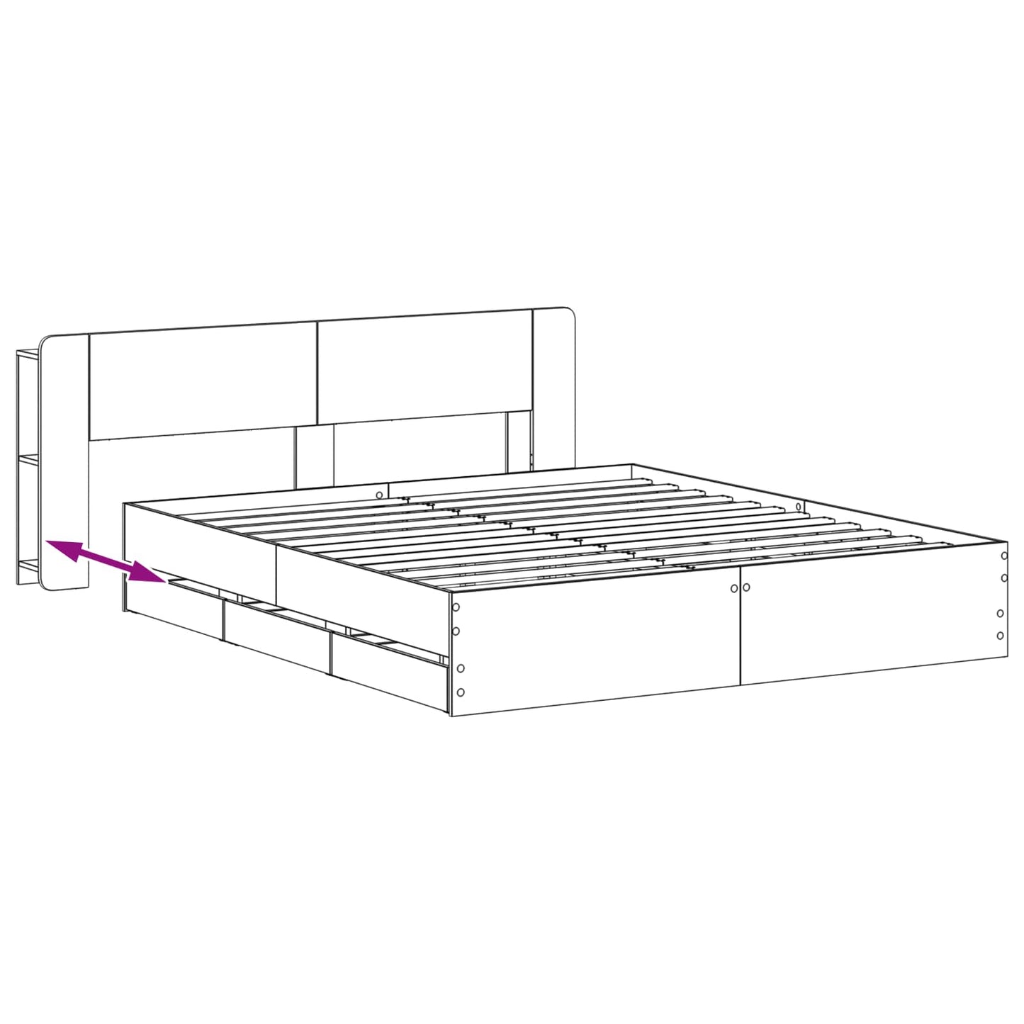 Sengestel med opbevaring og hovedgærde Grå Sonoma 200 x 200 cm