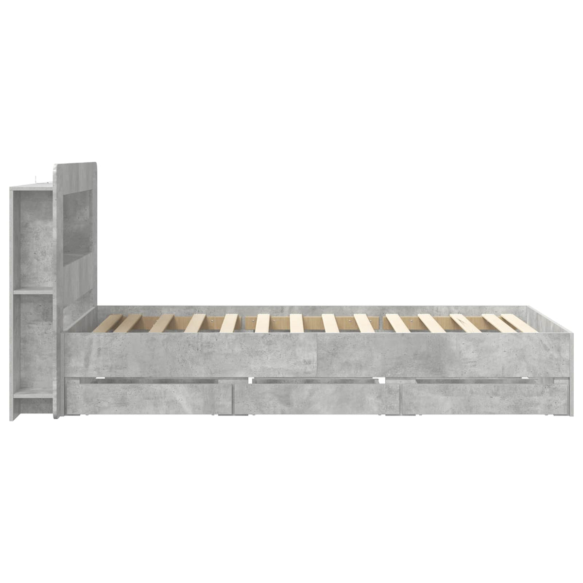 Sengestel med opbevaring og hovedgærde Betongrå 75 x 190 cm