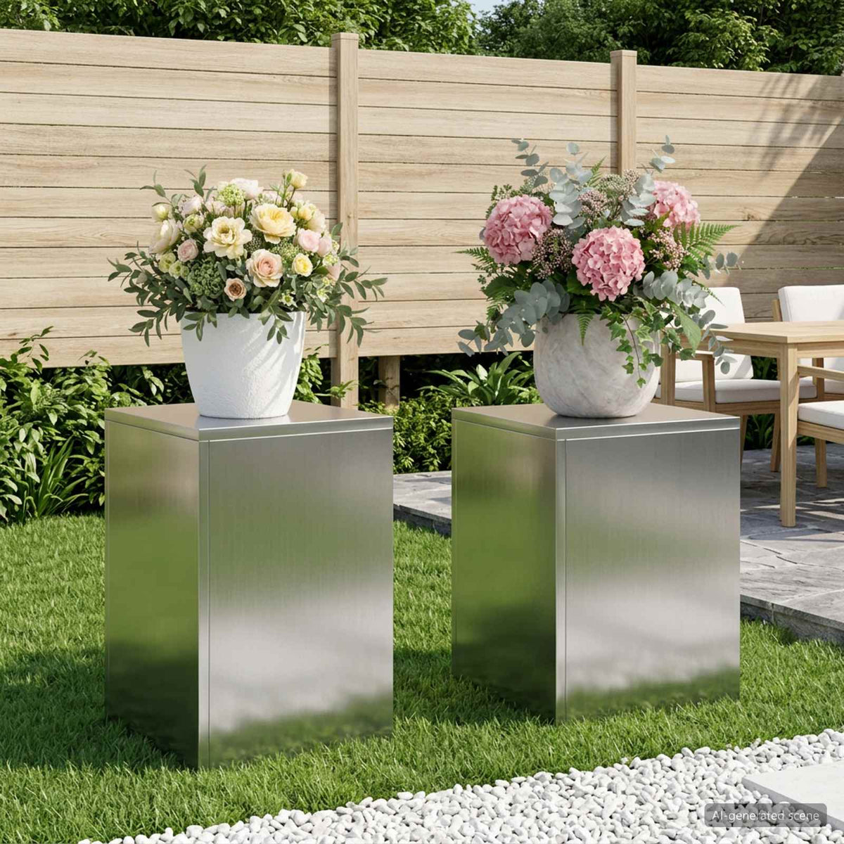 Planteholder 2 pcs Sølv 30 x 30 x 40 cm Rustfrit stål
