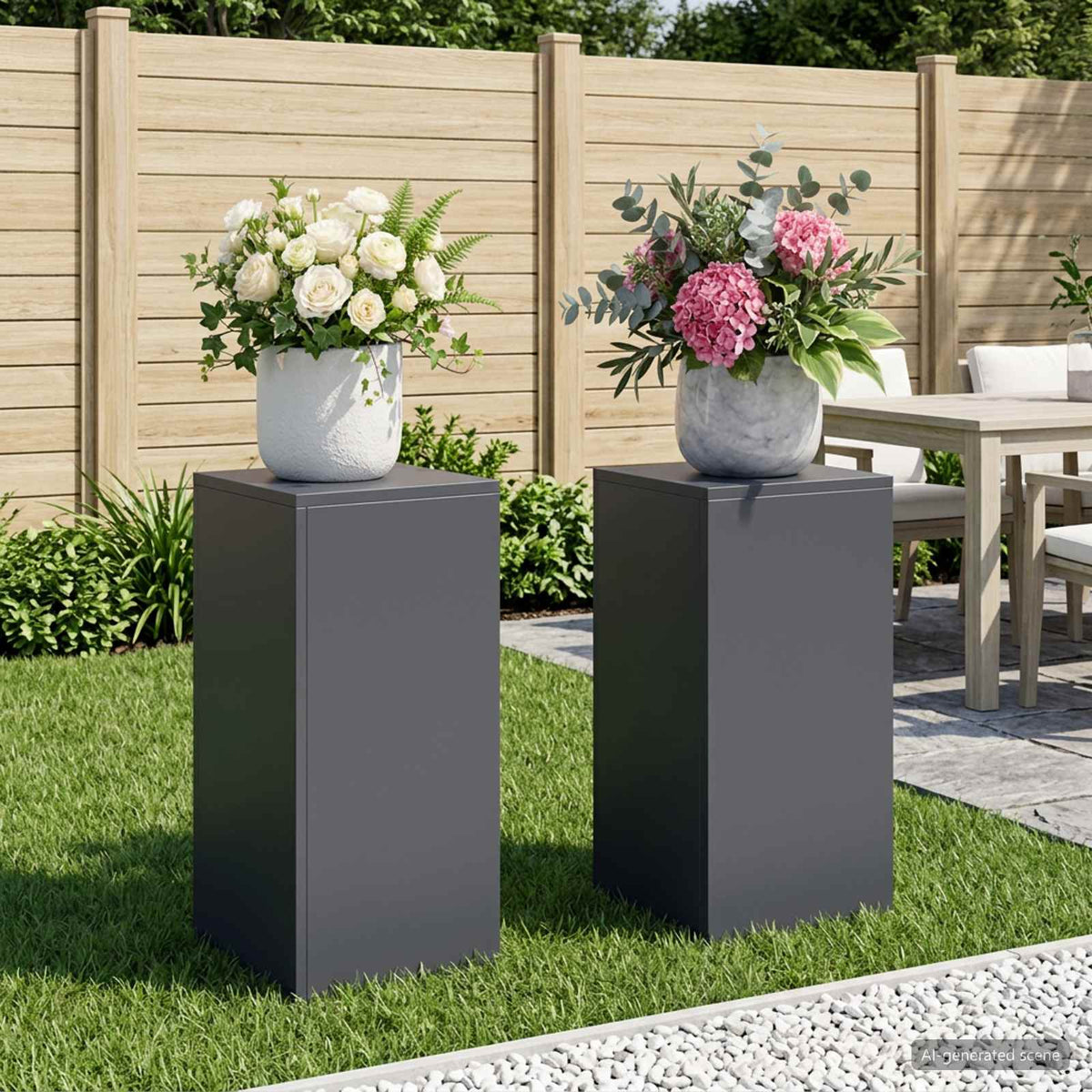 Planteholder 2 pcs Antracit 30 x 30 x 60 cm Galvaniseret stål