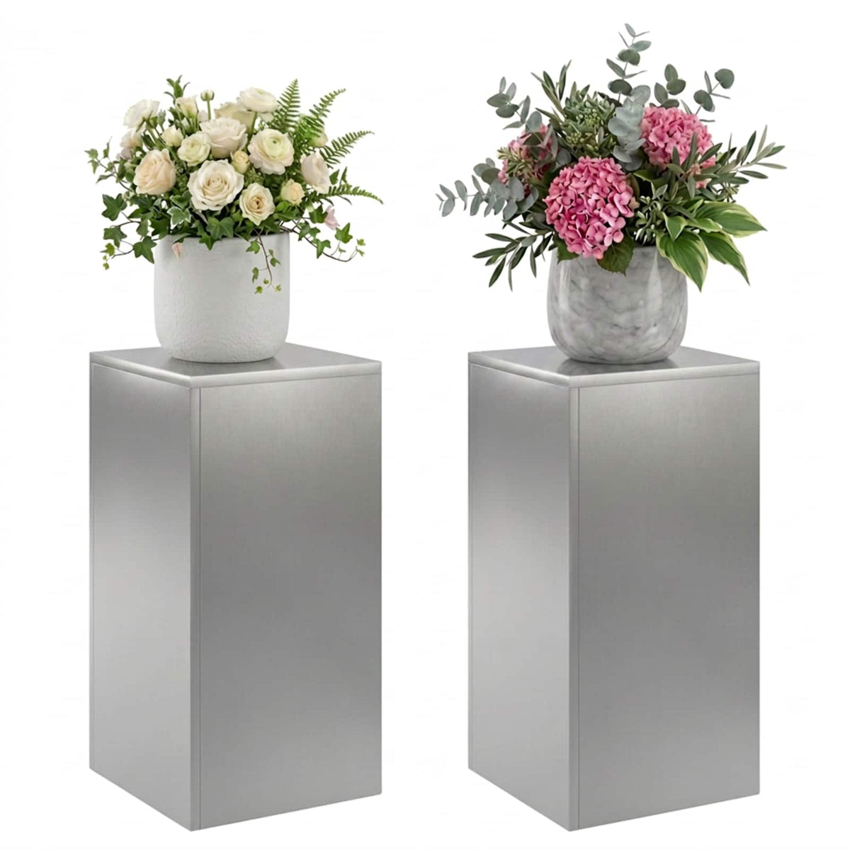 Planteholder 2 pcs Sølv 30 x 30 x 60 cm Rustfrit stål