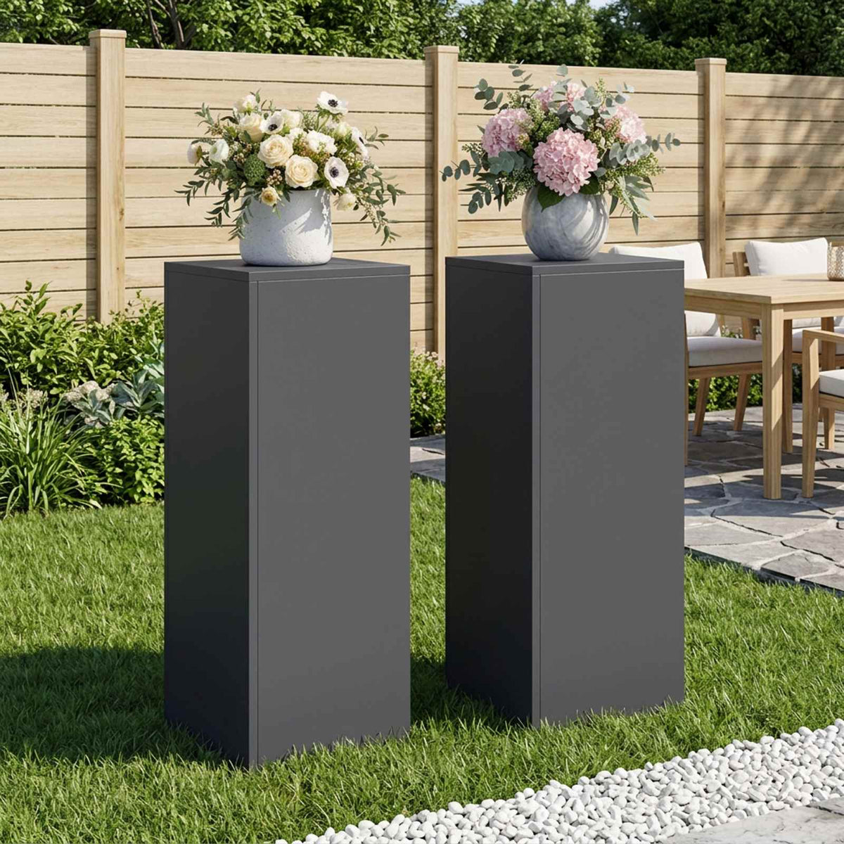 Planteholder 2 pcs Antracit 30 x 30 x 80 cm Galvaniseret stål