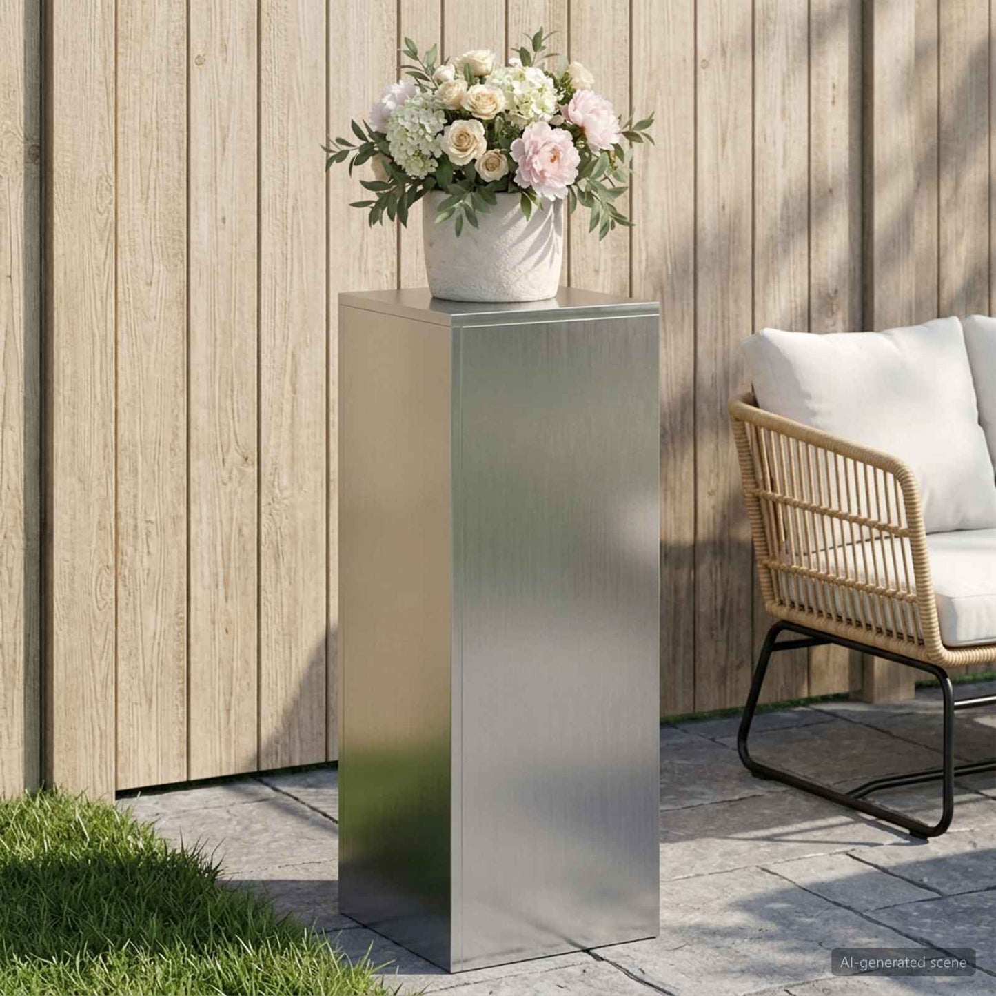 Planteholder Sølv 30 x 30 x 80 cm Stål