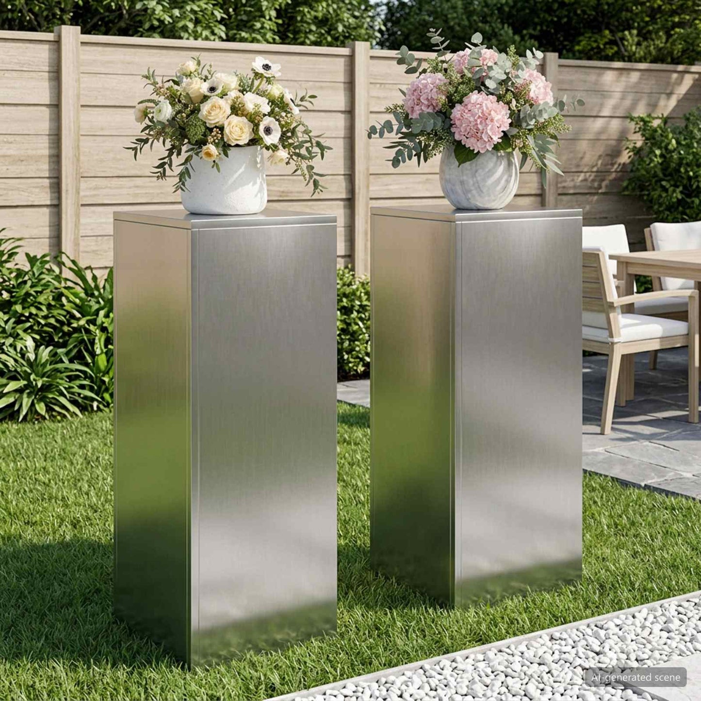 Planteholder 2 pcs Sølv 30 x 30 x 80 cm Rustfrit stål