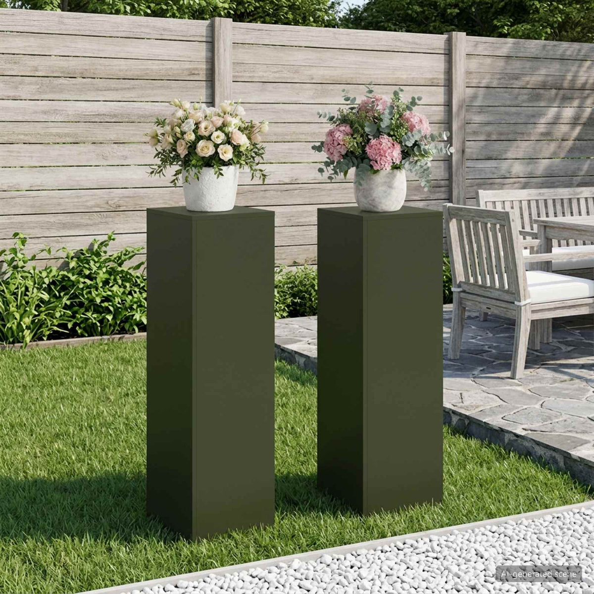 Planteholder 2 pcs Olivengrøn 30 x 30 x 100 cm Stål