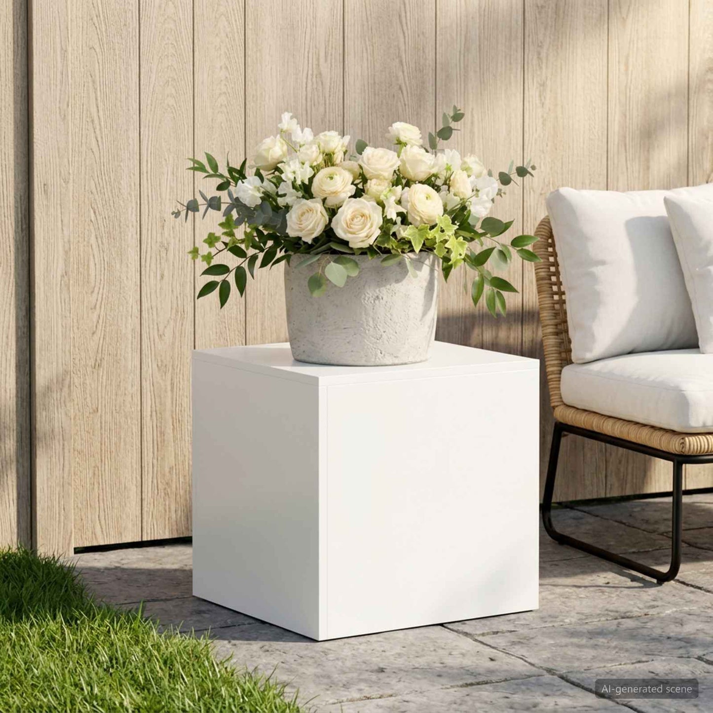 Planteholder Hvid 40 x 40 x 40 cm Stål