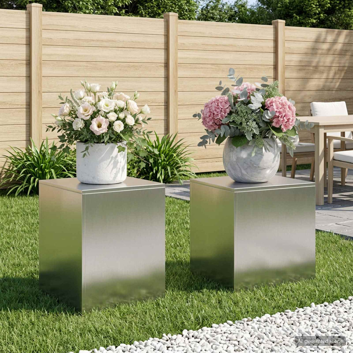 Planteholder 2 pcs Sølv 40 x 40 x 40 cm Stål