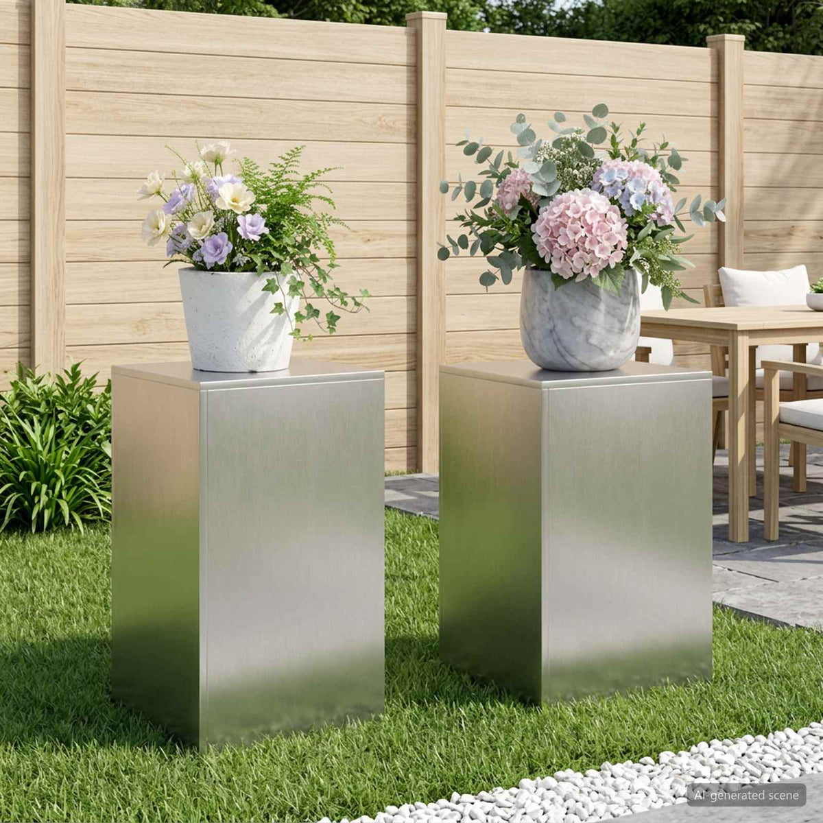 Planteholder 2 pcs Sølv 40 x 40 x 60 cm Stål