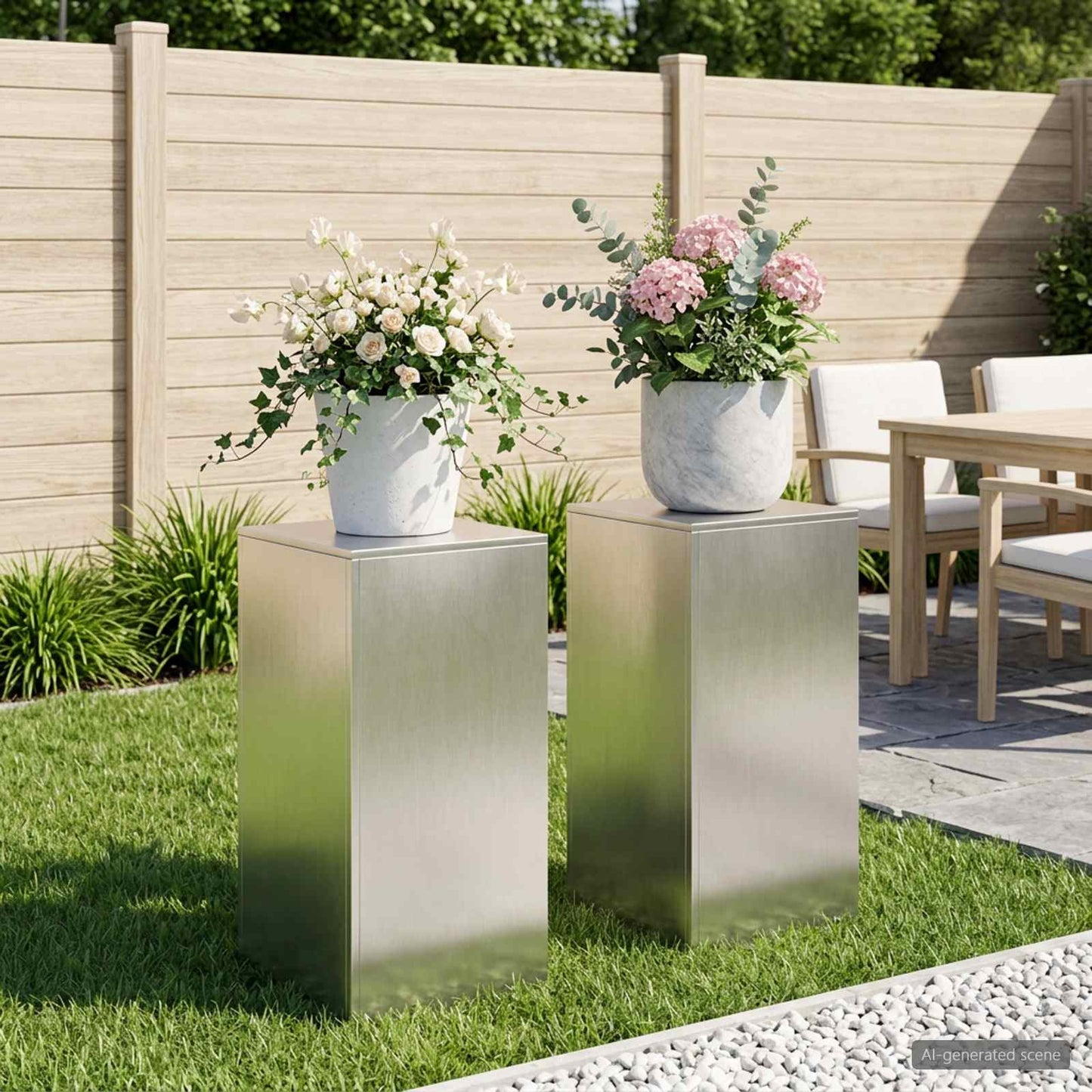 Planteholder 2 pcs Sølv 40 x 40 x 80 cm Stål