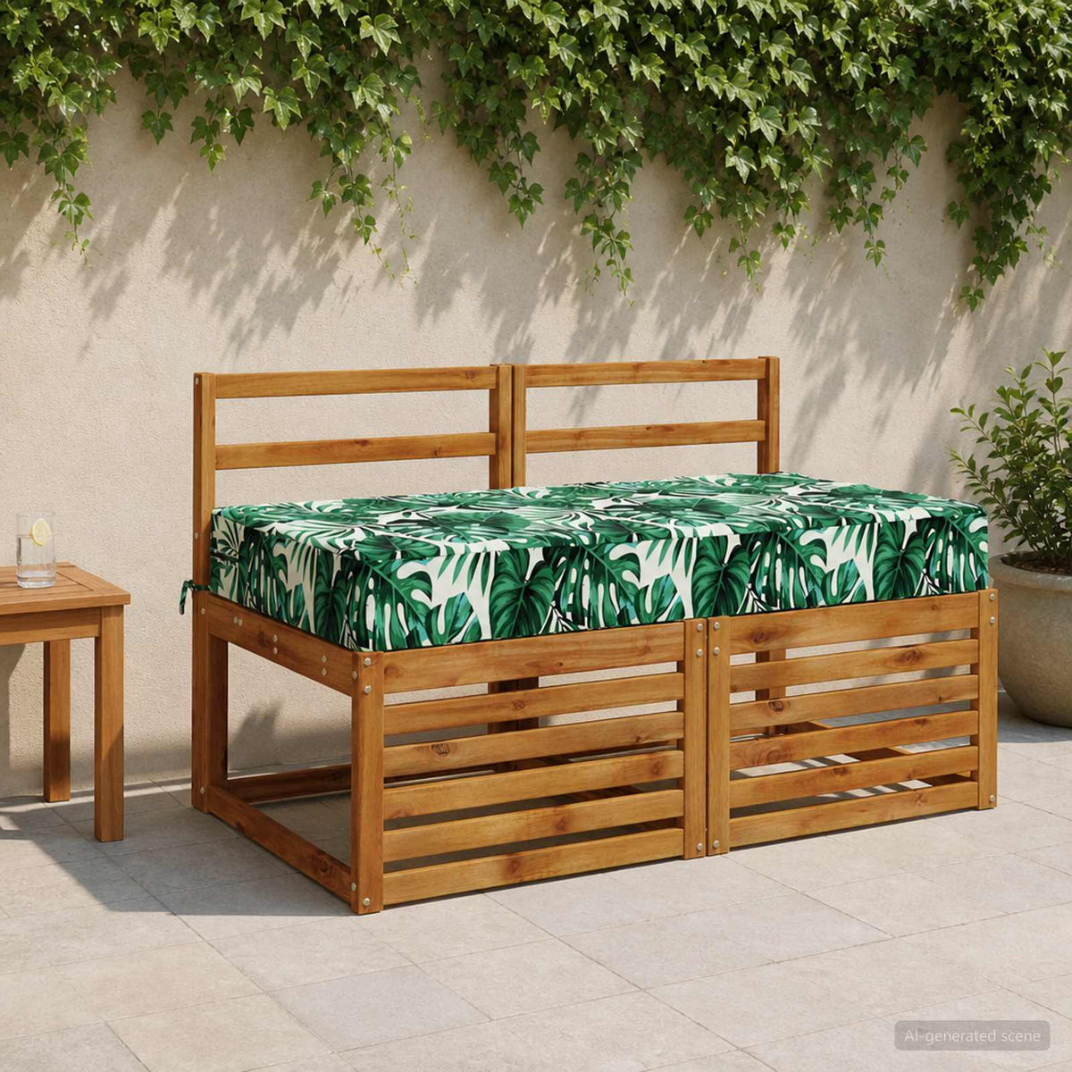 Sædehynde SOEST 100% polyester Bladmønster 120 x 60 x 15 cm