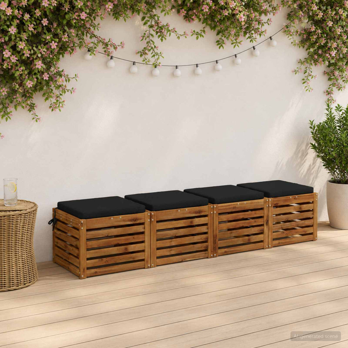 4-Stykke Sædepuder SOEST 4 stk. 100% polyester Sort
