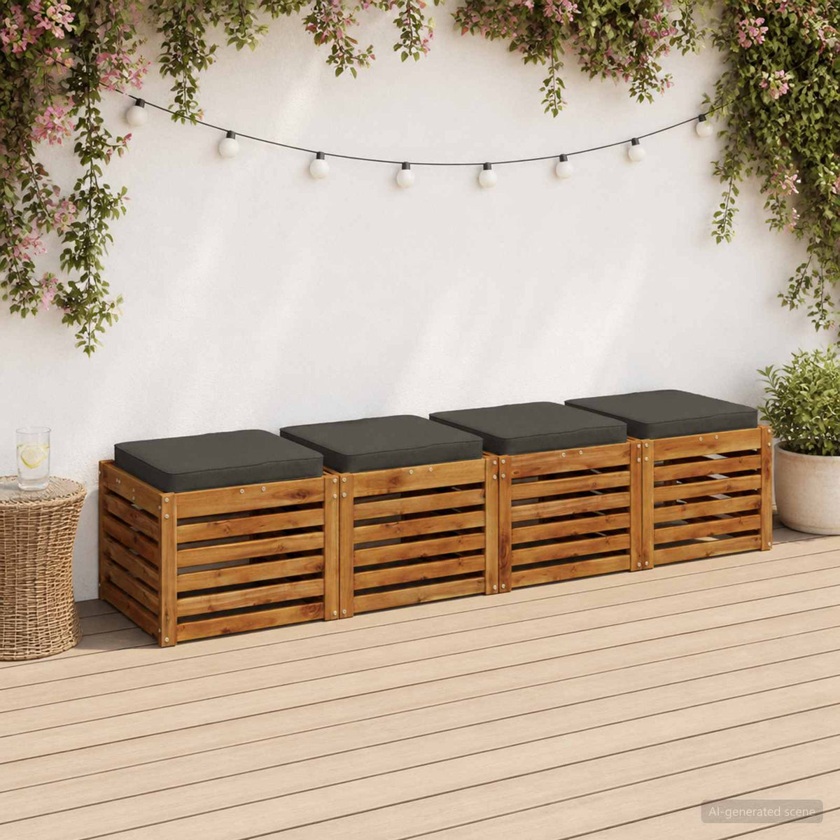 4-Stykke Sædepuder VUGHT 4 pcs 100% polyester Antracit