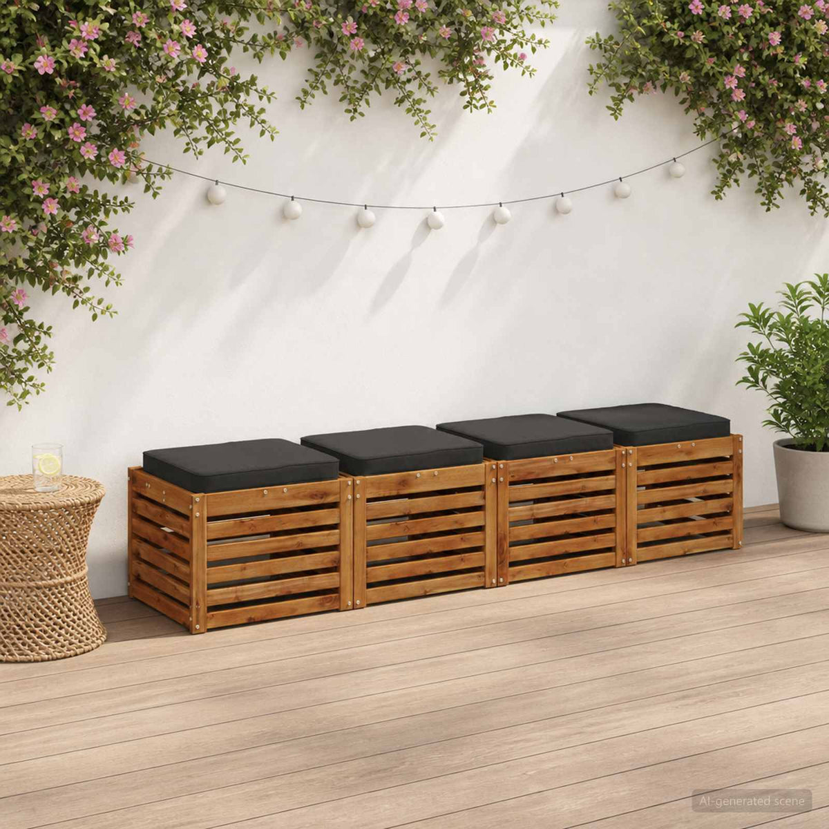 4-Stykke Sædepuder VUGHT 4 pcs 100% polyester Antracit
