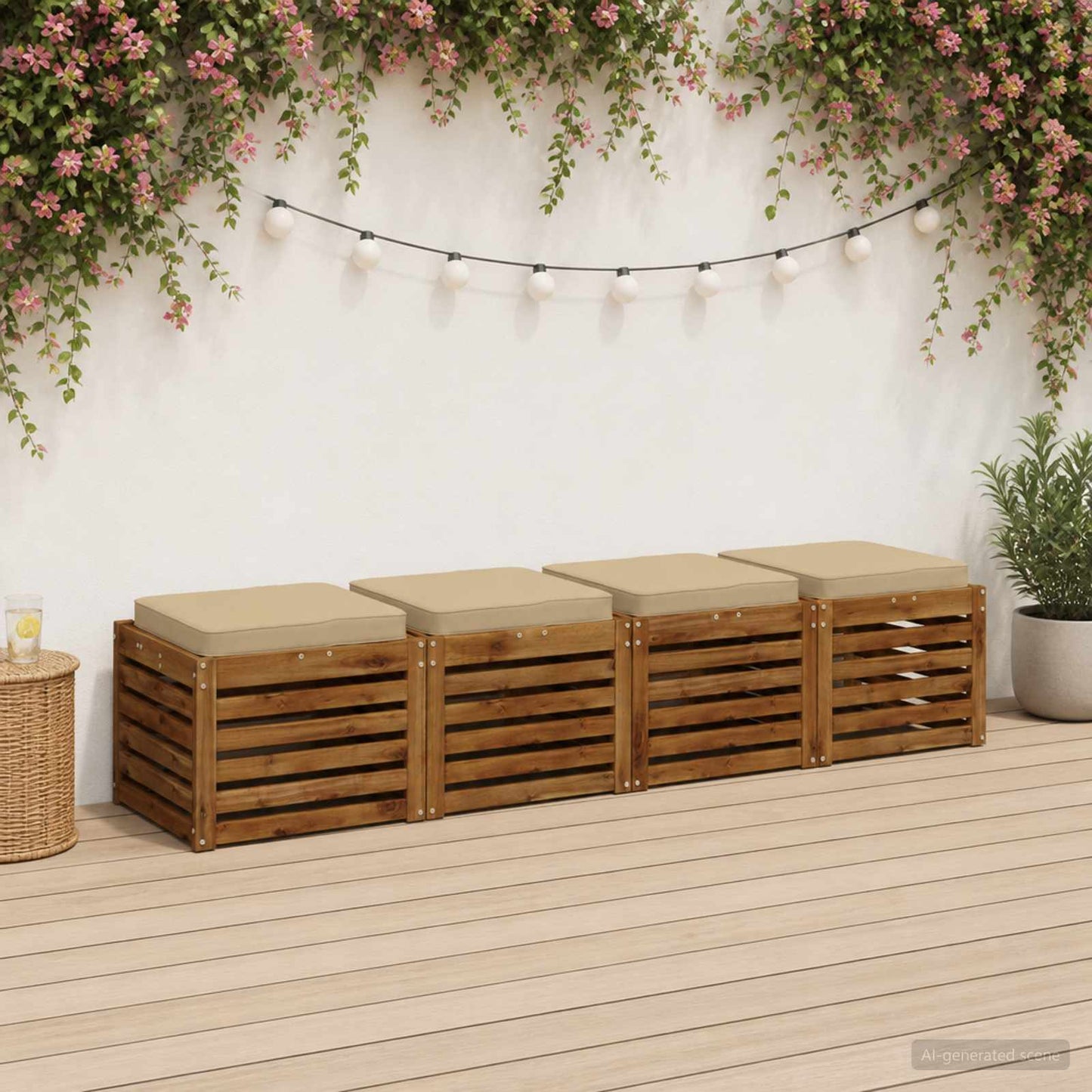 4-Stykke Sædepuder VUGHT 4 pcs 100% polyester Beige