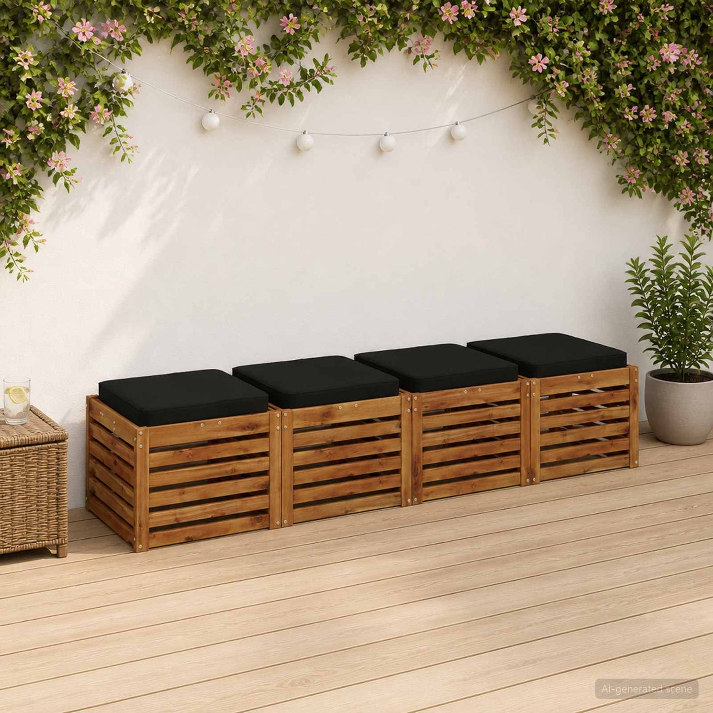 4-Stykke Sædepuder VUGHT 4 pcs 100% polyester Sort