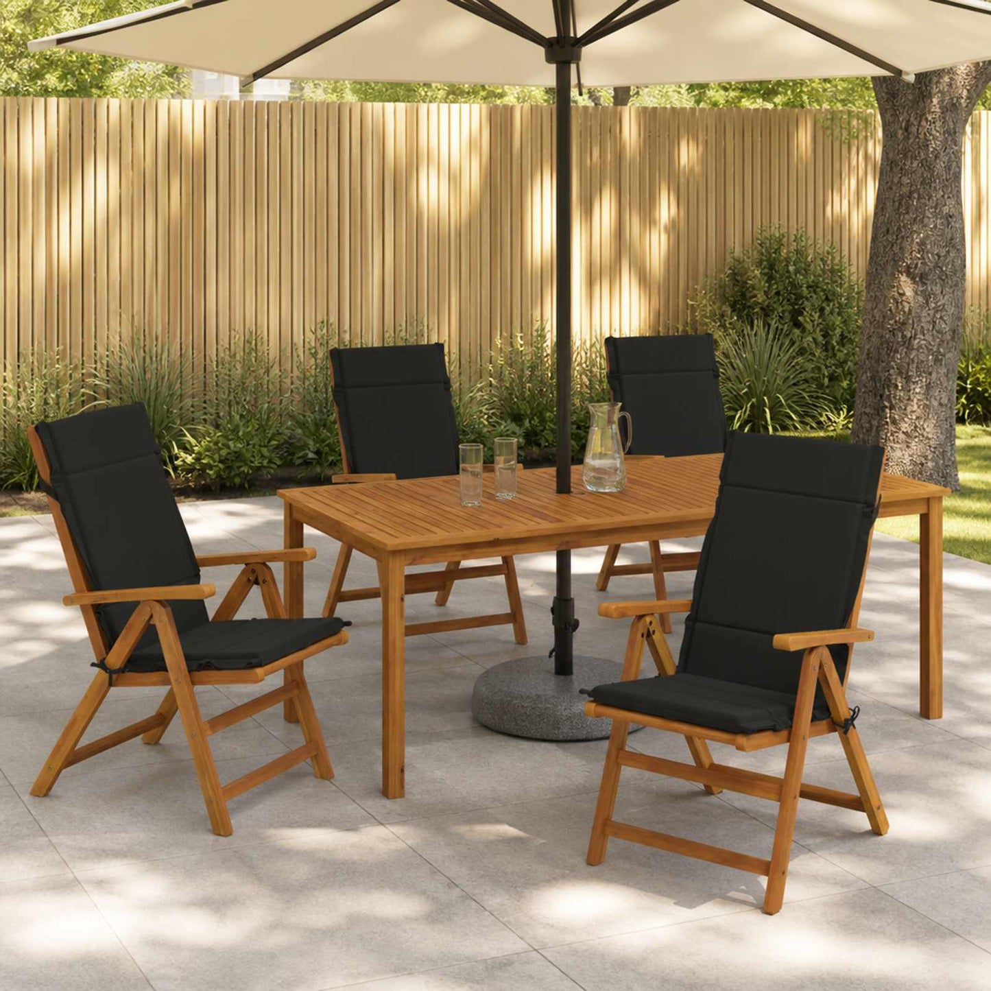 4-delt højt rygstol puder GEMERT 4 pcs 100% polyester Sort