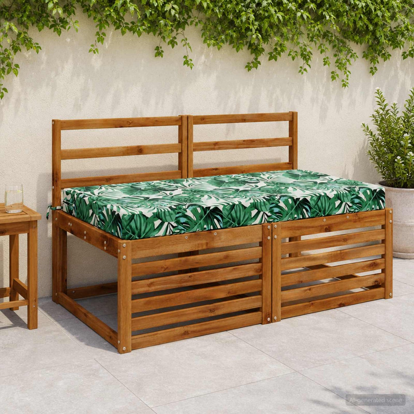 Sædehynde SOEST 100% polyester Bladmønster 120 x 80 x 10 cm