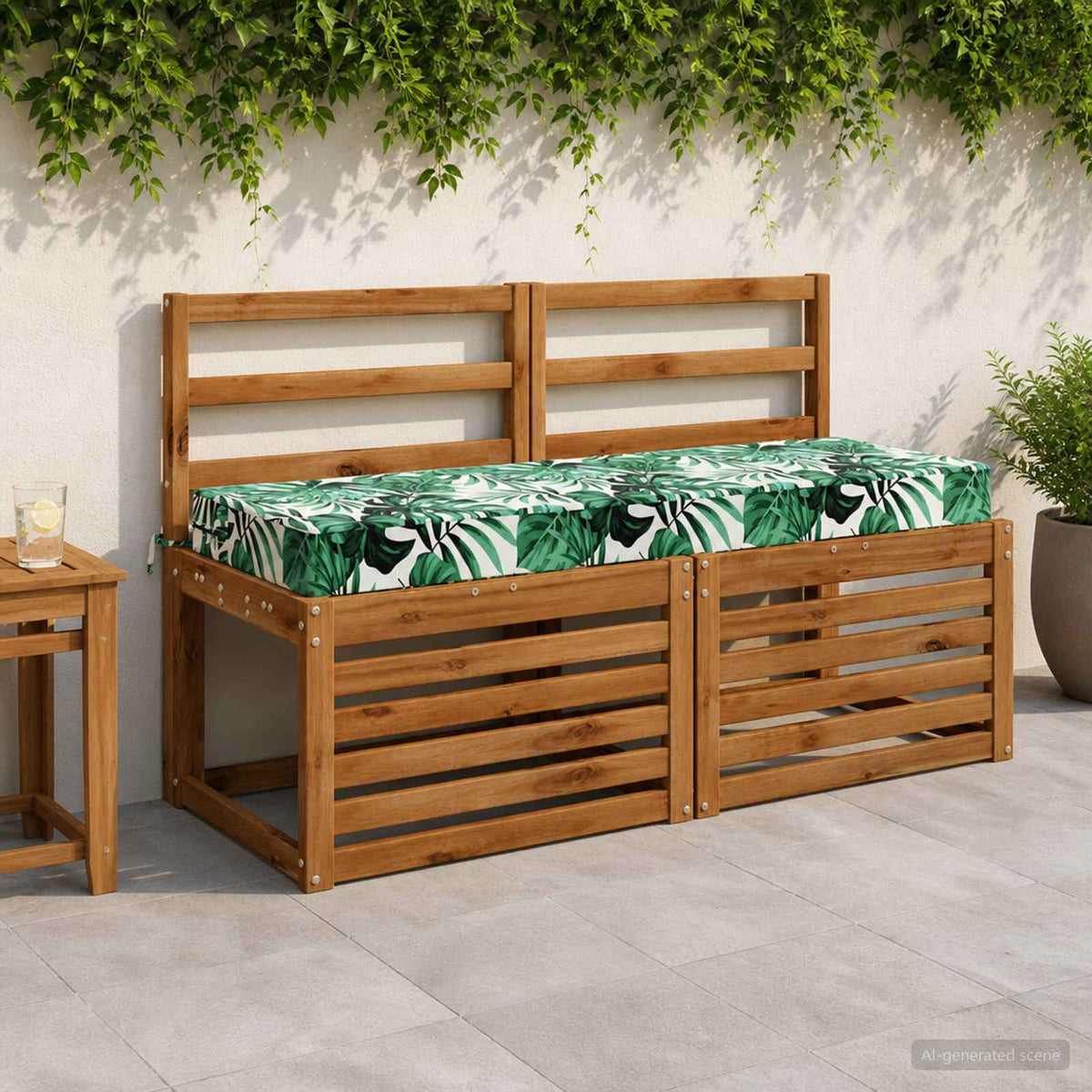 Sædehynde SOEST 100% polyester Bladmønster 120 x 40 x 10 cm