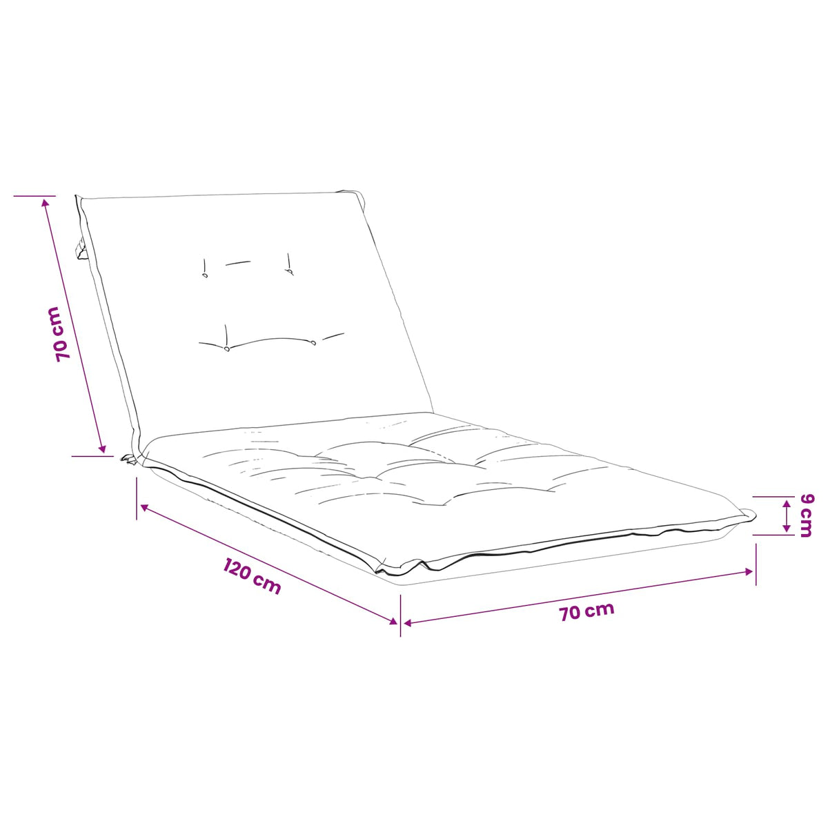 Solseng Pude GEMERT 100% polyester Cremefarvet 190 x 70 x 9 cm