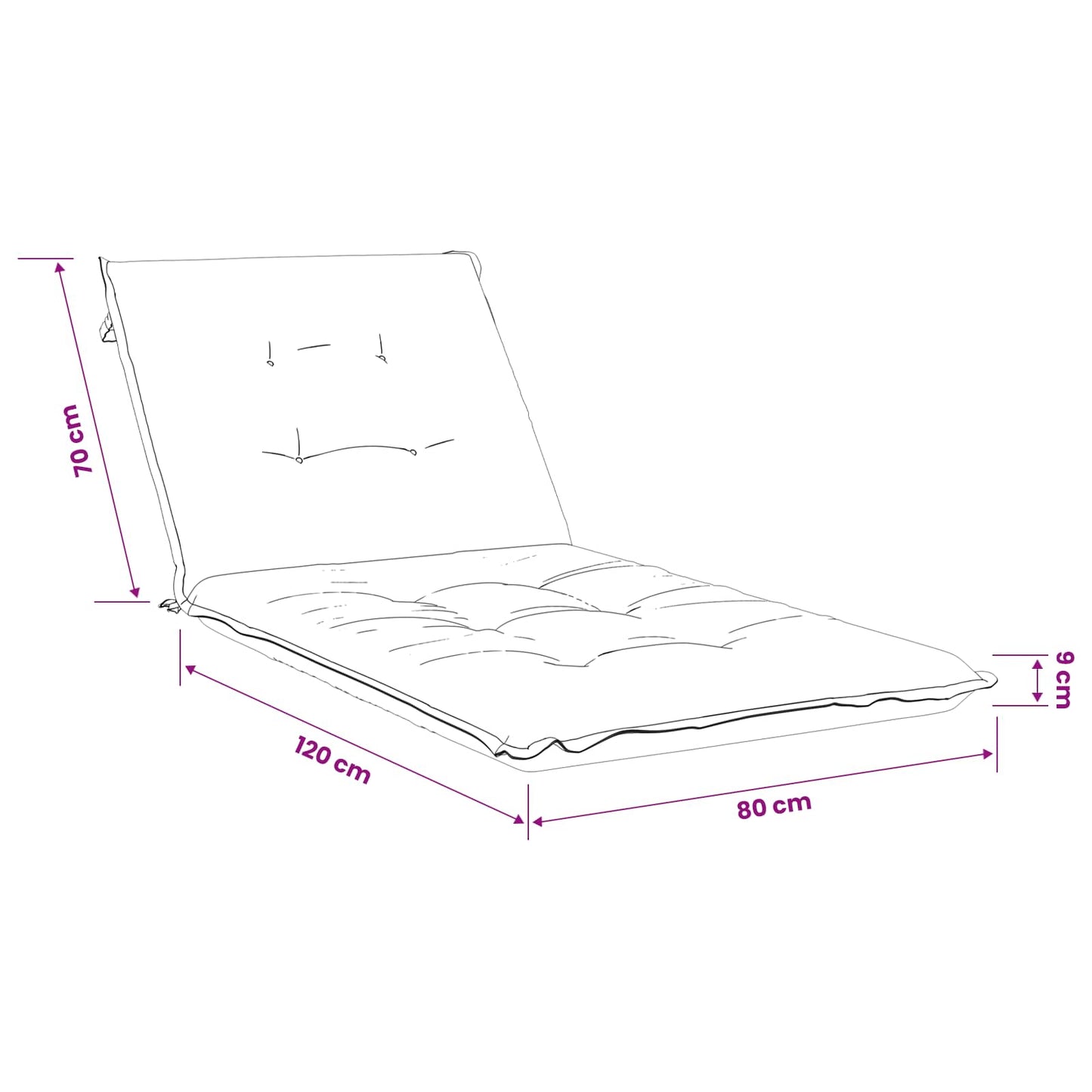 Solseng Pude GEMERT 100% polyester Turkis 190 x 80 x 9 cm