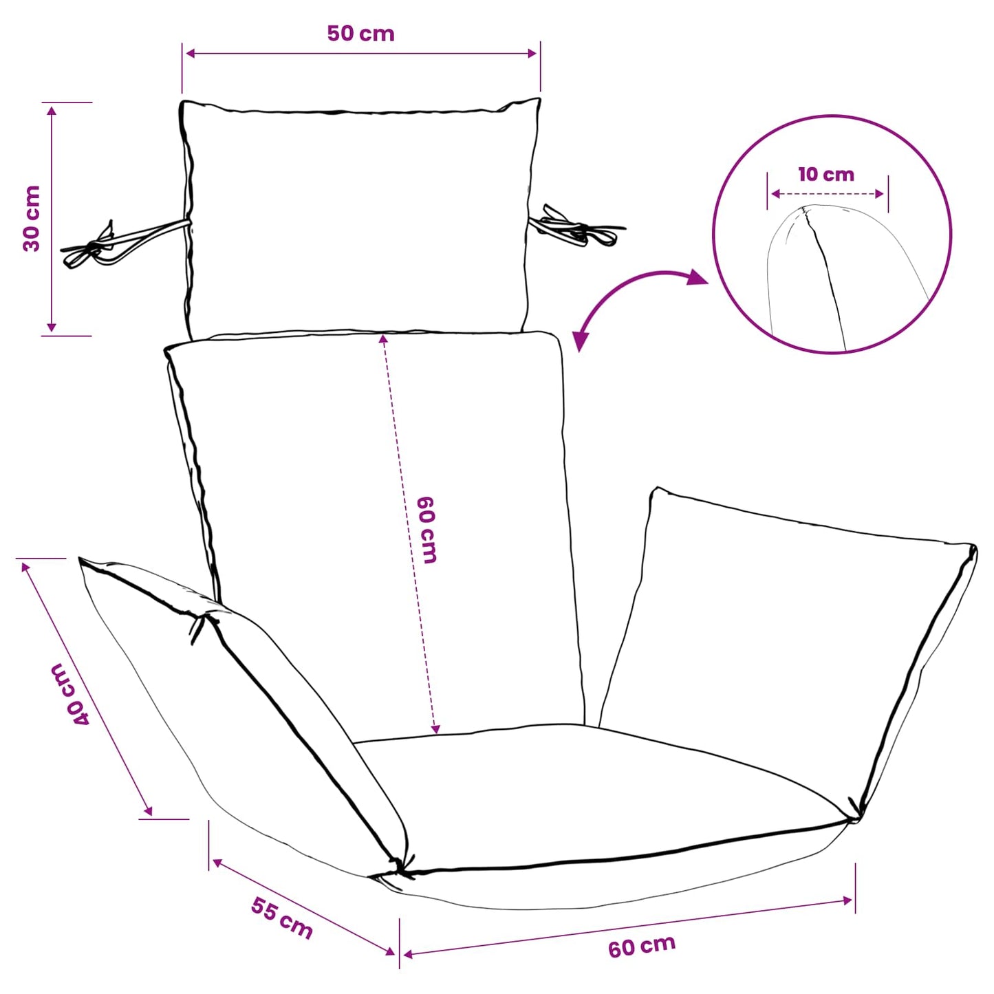 Adirondack Pude PUTTEN 100% polyester Lys grøn 60 x 145 x 10 cm