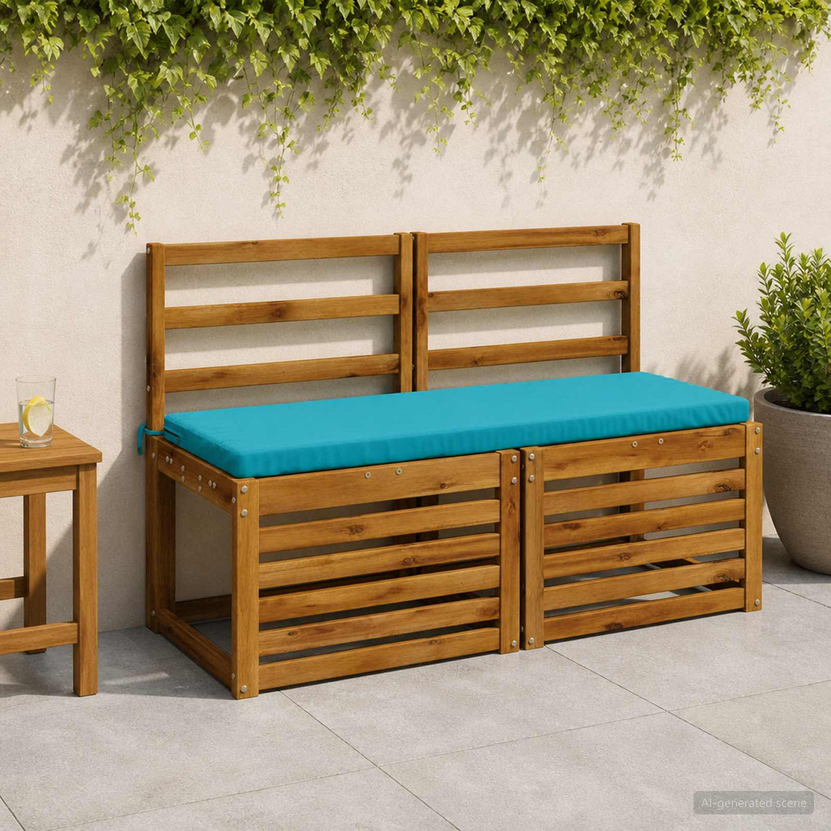 Bænkpude SOEST 100% polyester Turkis 120 x 40 x 5 cm
